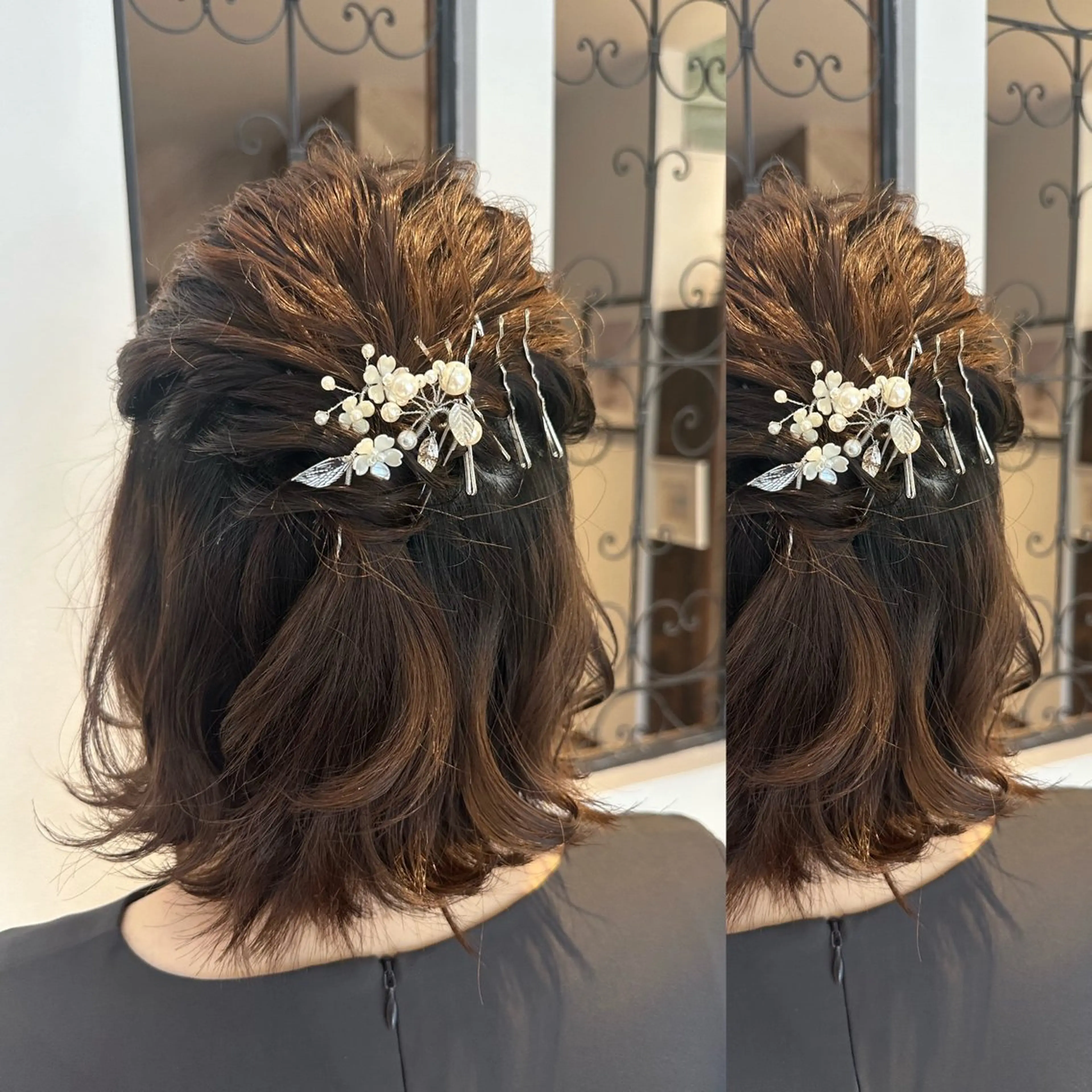 ミディアム ヘアアレンジ ハーフアップ Rio🎀 カラー/顔周りカットのヘアスタイル