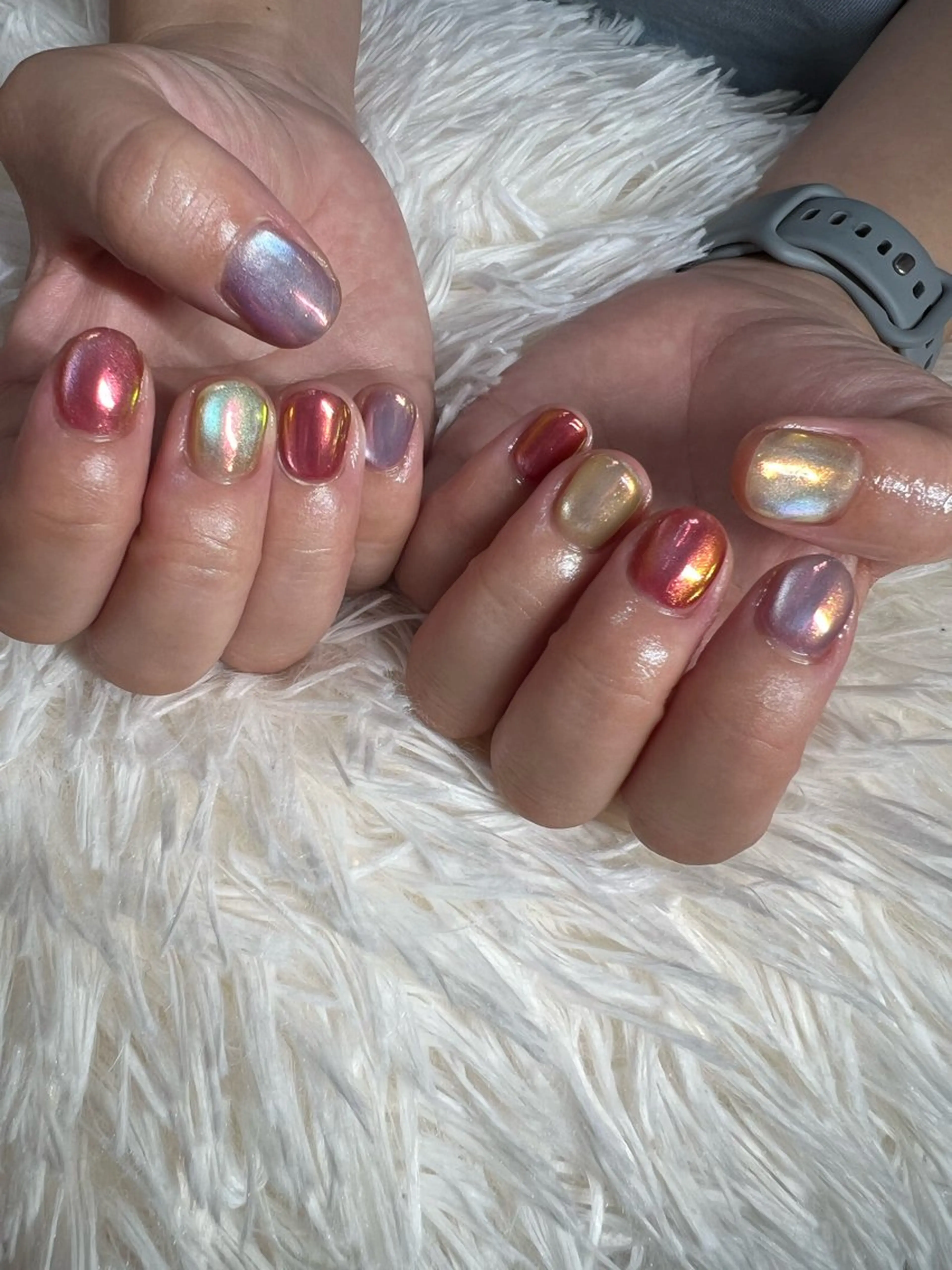 ネイル オーロラネイル ジェルネイル マグネットネイル ニュアンスネイル パラジェル nailsalon noa所属・nailist sakiのネイルデザイン