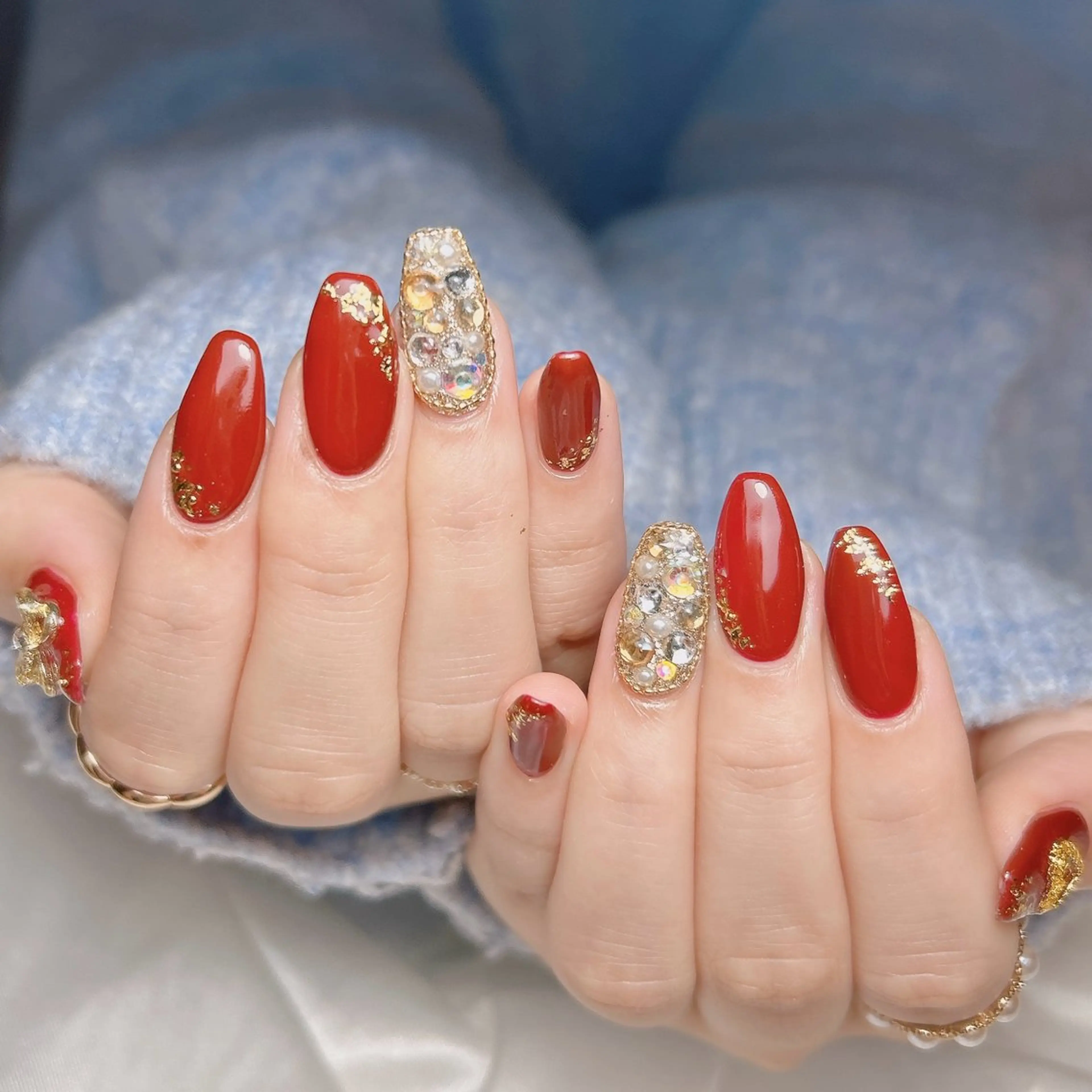 ネイル 赤色 ハンドネイル junna 金山.東別院.上前津のネイルデザイン