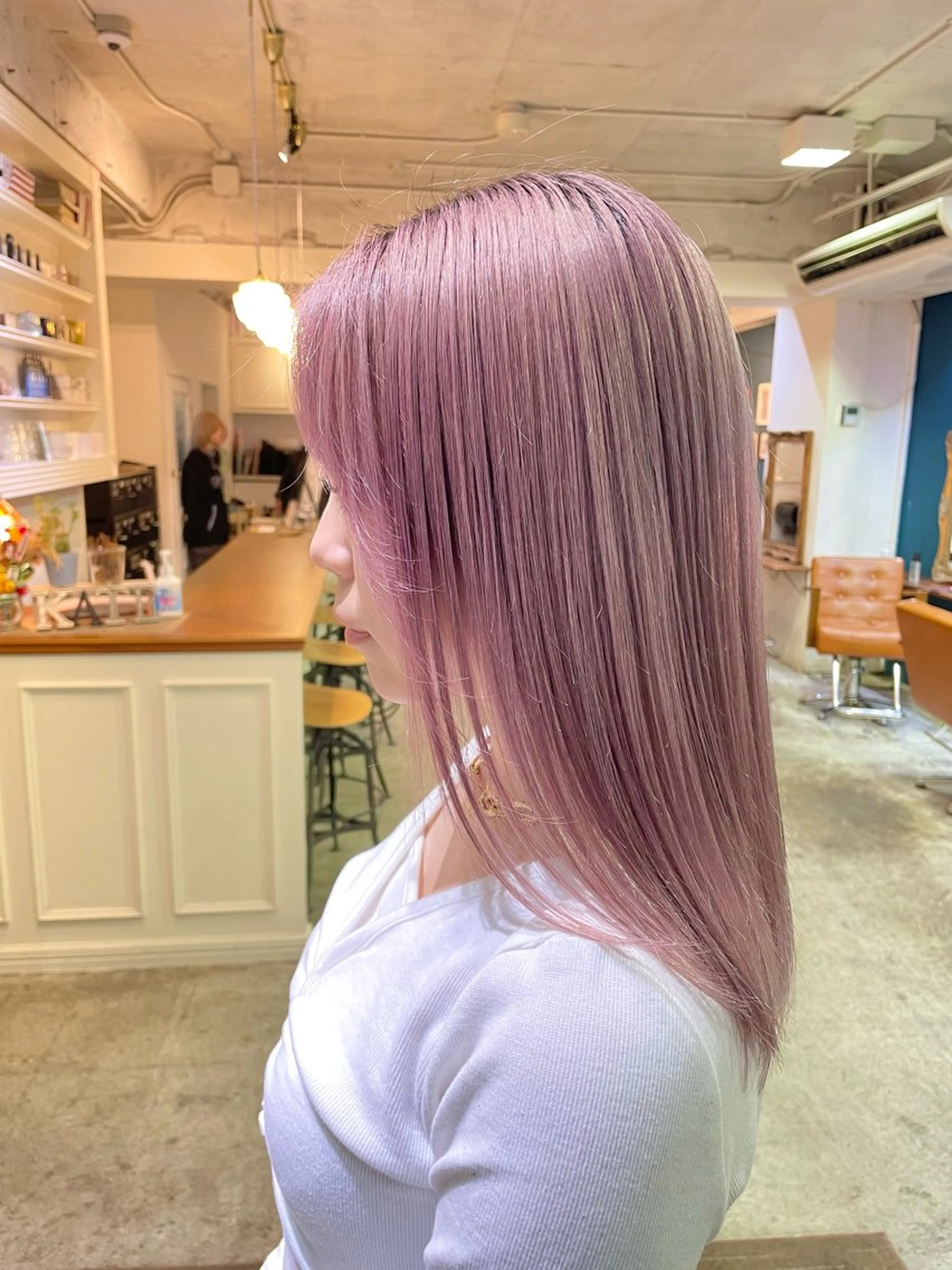 セミロング カラー ヘアアレンジ ベージュカラー ピンクカラー ピンクベージュ ヘアカラー トリートメント 山崎 澪 レイヤーカット/大宮のヘアスタイル