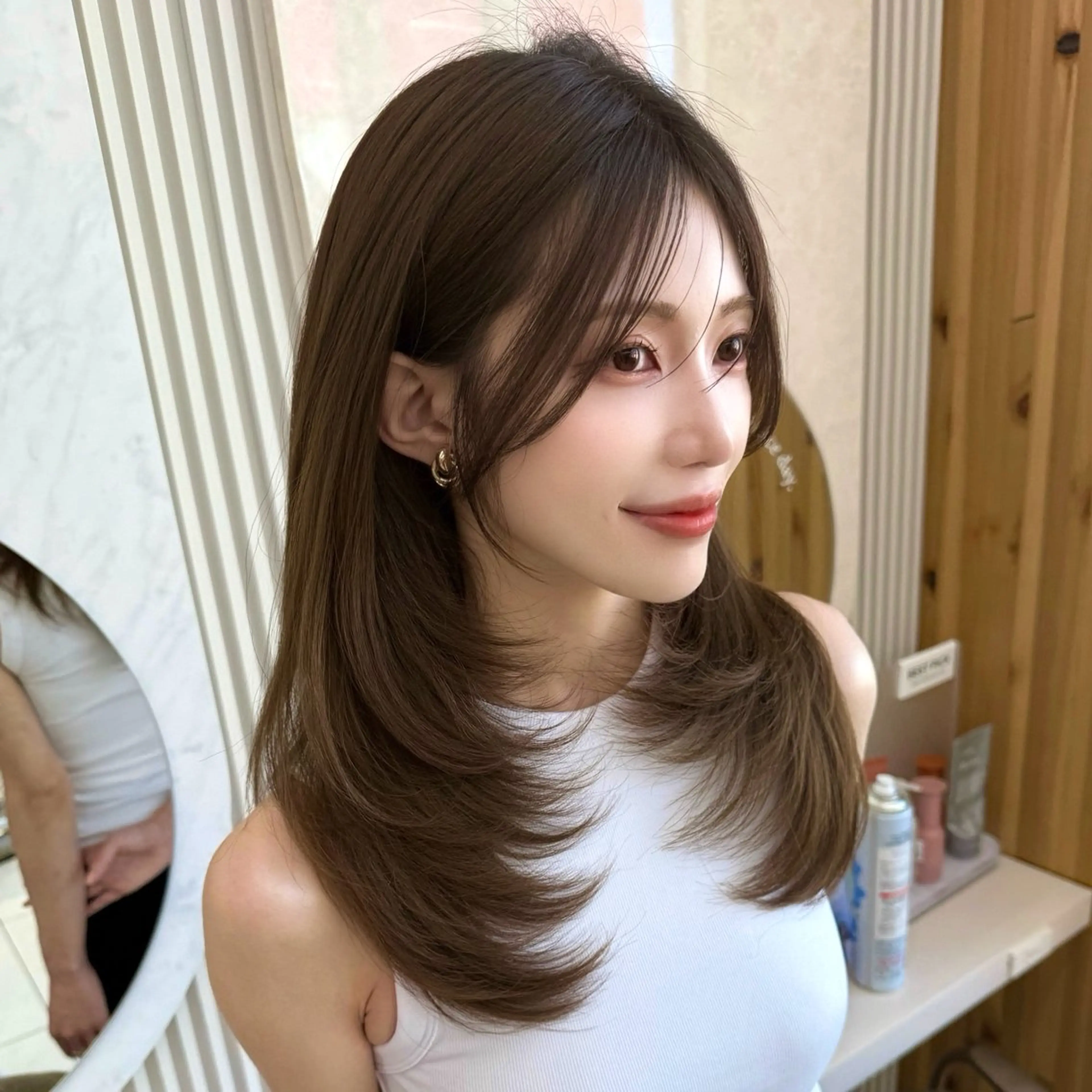 ミディアム カット 結べるレイヤー/ ミディアム/島田 佑のヘアスタイル