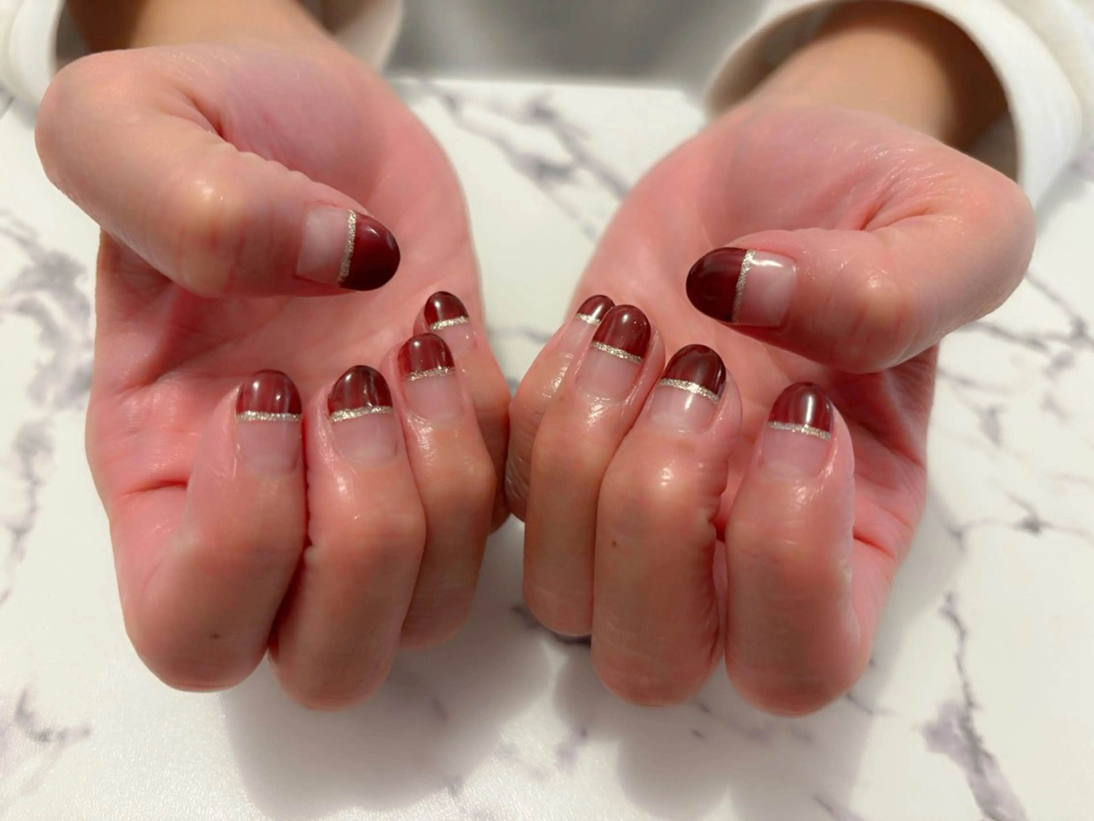 ネイル フレンチネイル ラメ(グリッター) komohana salon🌺のネイルデザイン