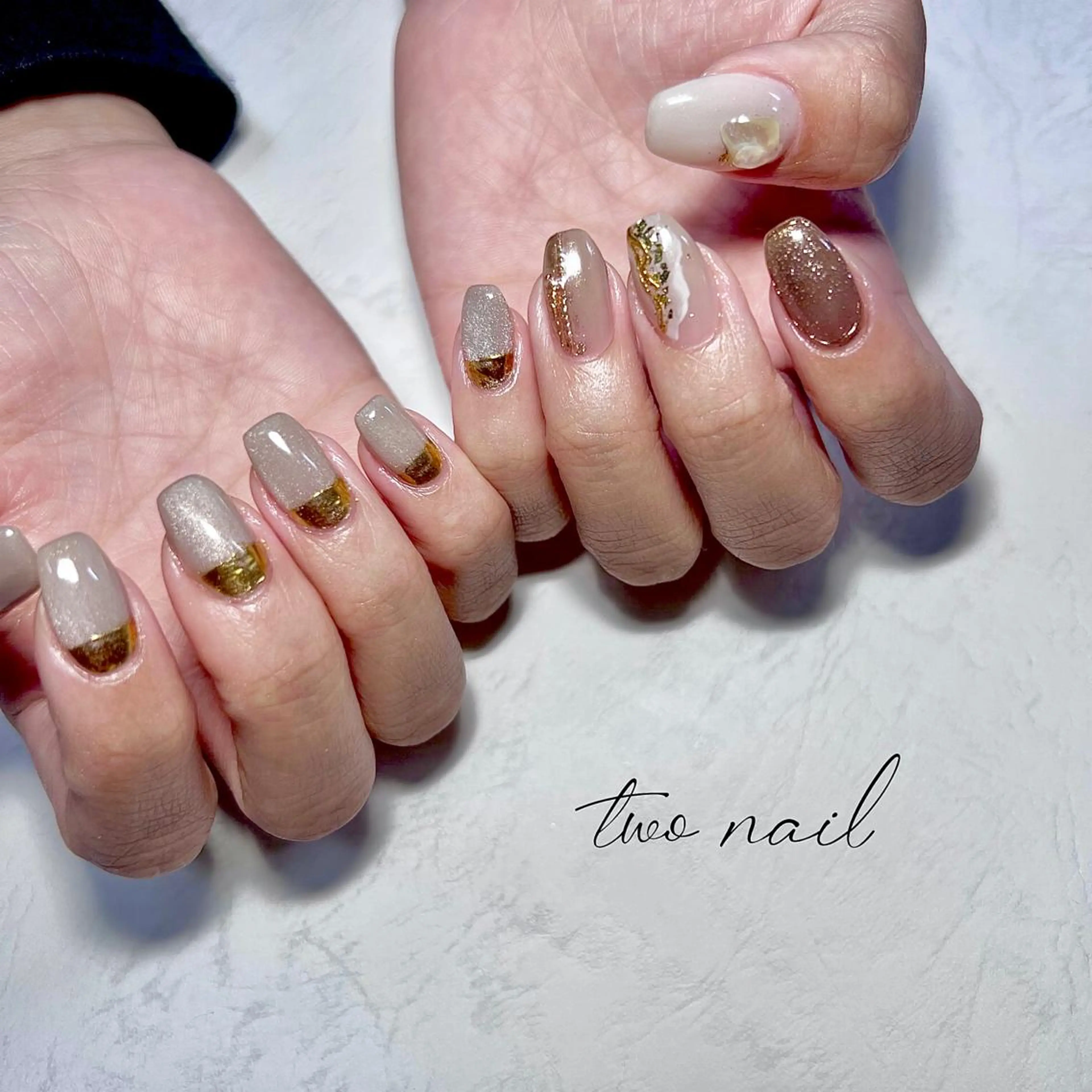 ネイル アートネイル フットネイル ハート ニュアンスネイル ホワイト two nailのネイルデザイン