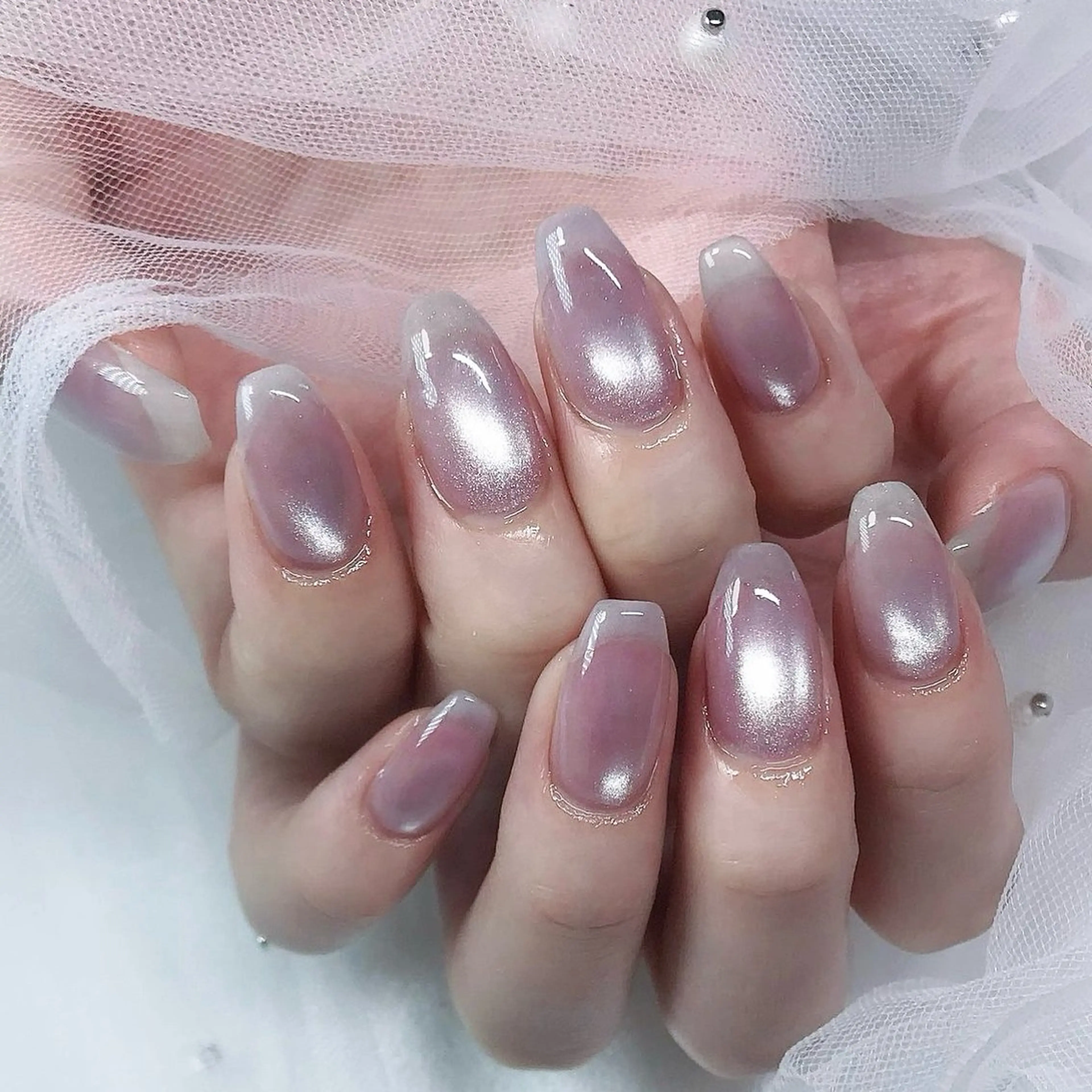 メンズ ネイル メンズ韓国風 アートネイル オーロラネイル ガーリー キラキラネイル ハンドネイル Nail salon 木にいるのネイルデザイン