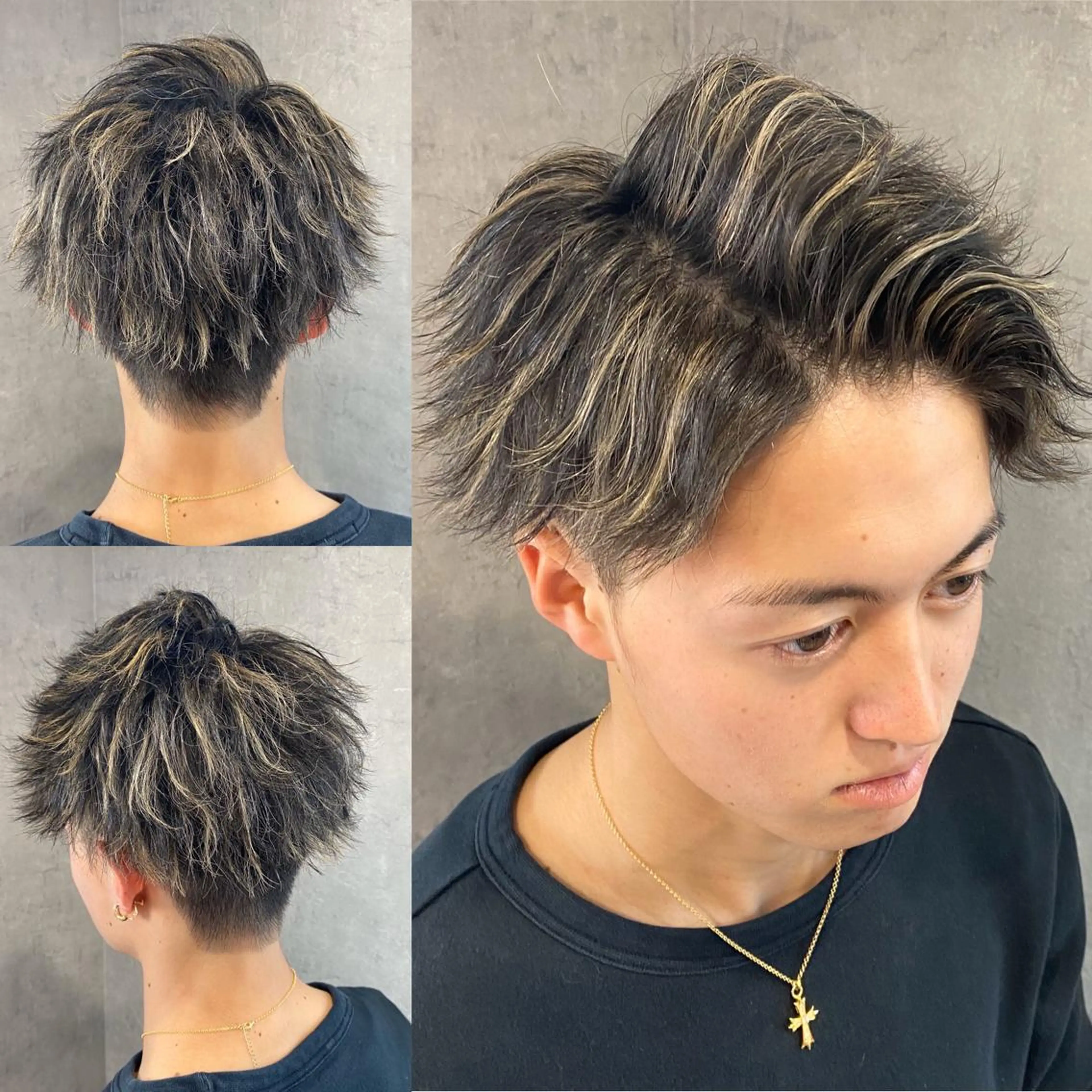 ショート メンズ メンズハイライト ハイライト カット ヘアカラー ヘアセット R/🤎 パーマ&ブリーチ🔥のヘアスタイル