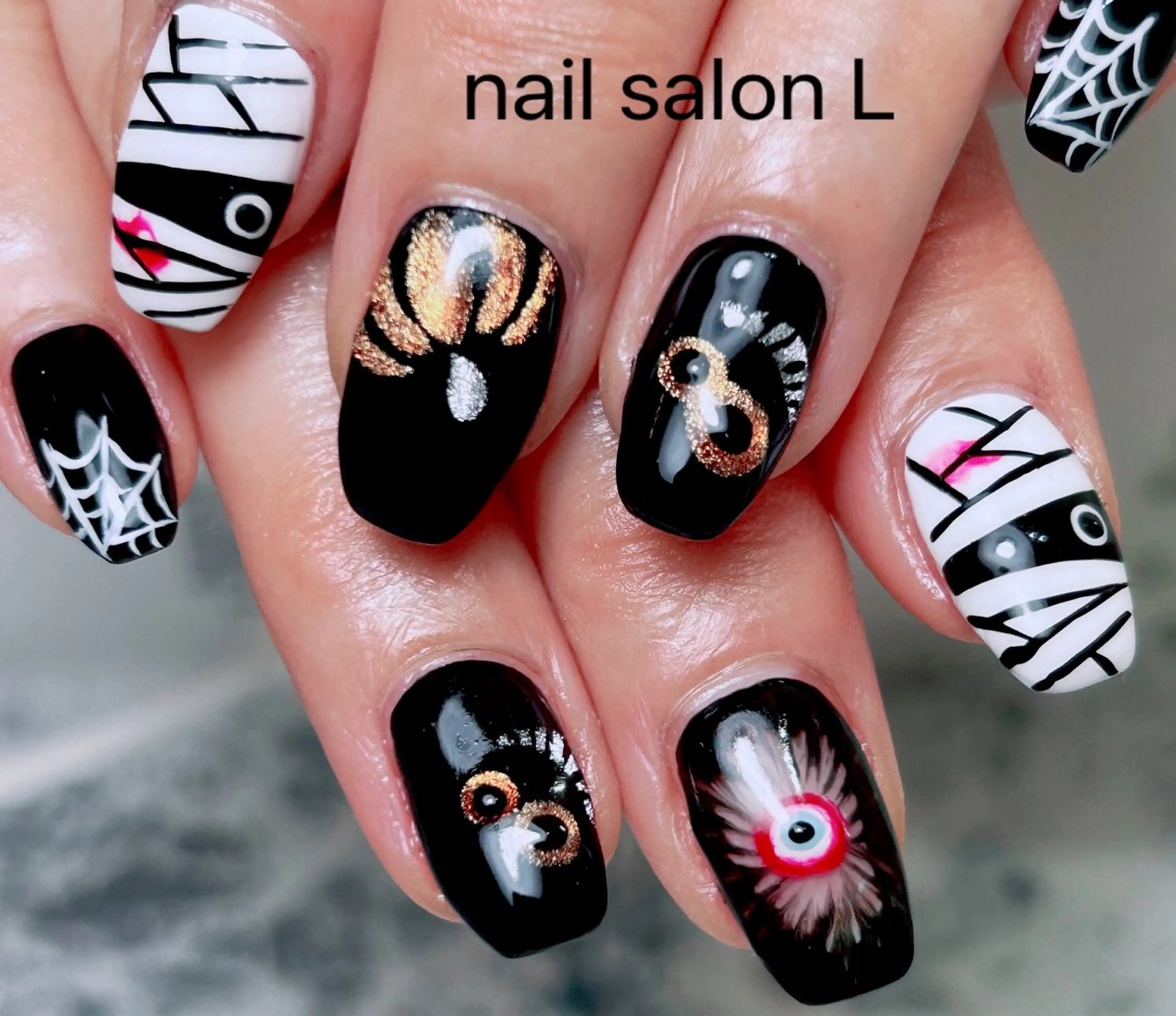 ネイル ハロウィン 持ち込み ハンドネイル 吉川市 ネイルサロンLのネイルデザイン