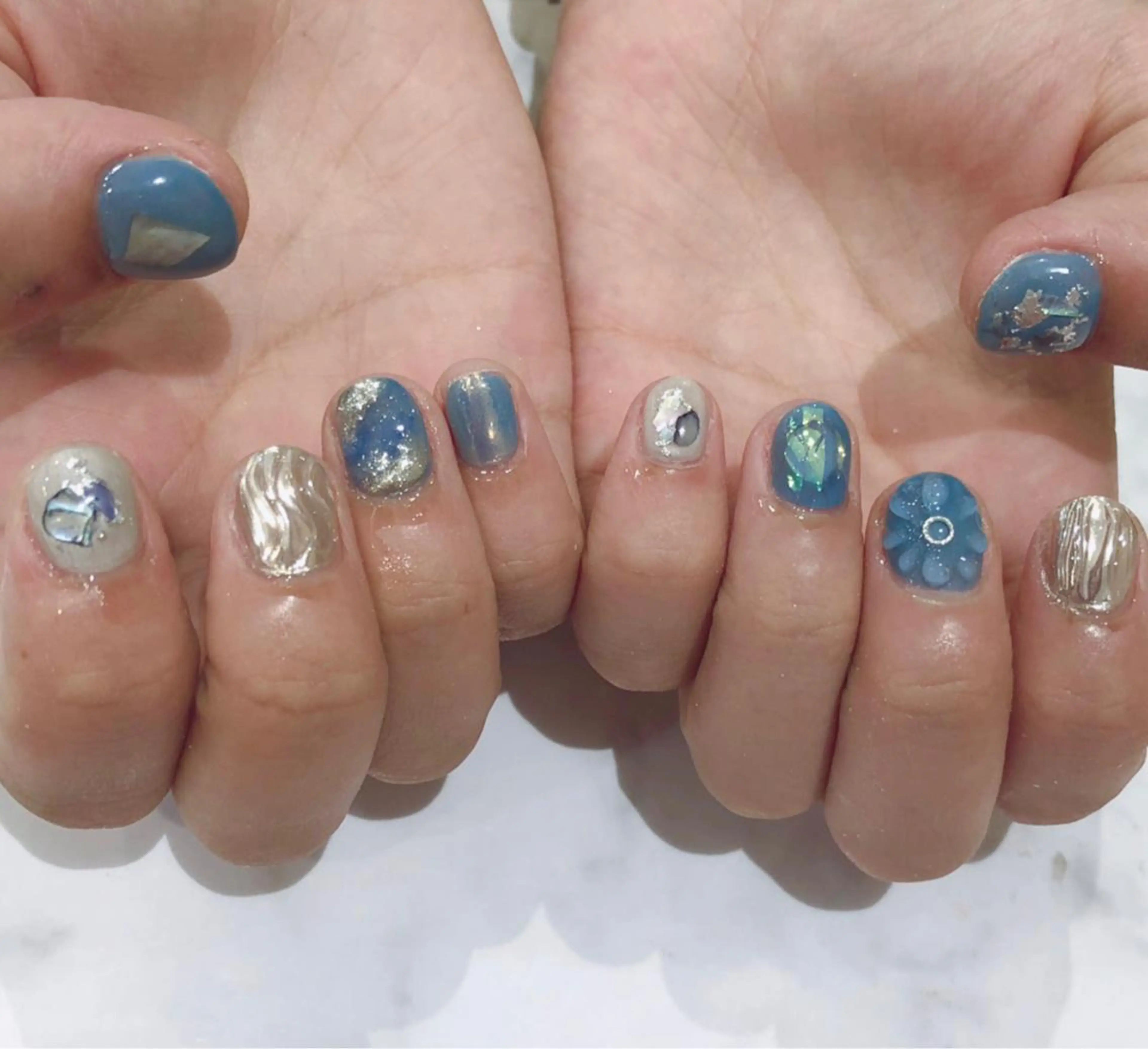 ネイル ブルー ミラーネイル Can Nail　栄店　【キャンネイル】所属・後藤今日子 CANNAIL栄店のネイルデザイン