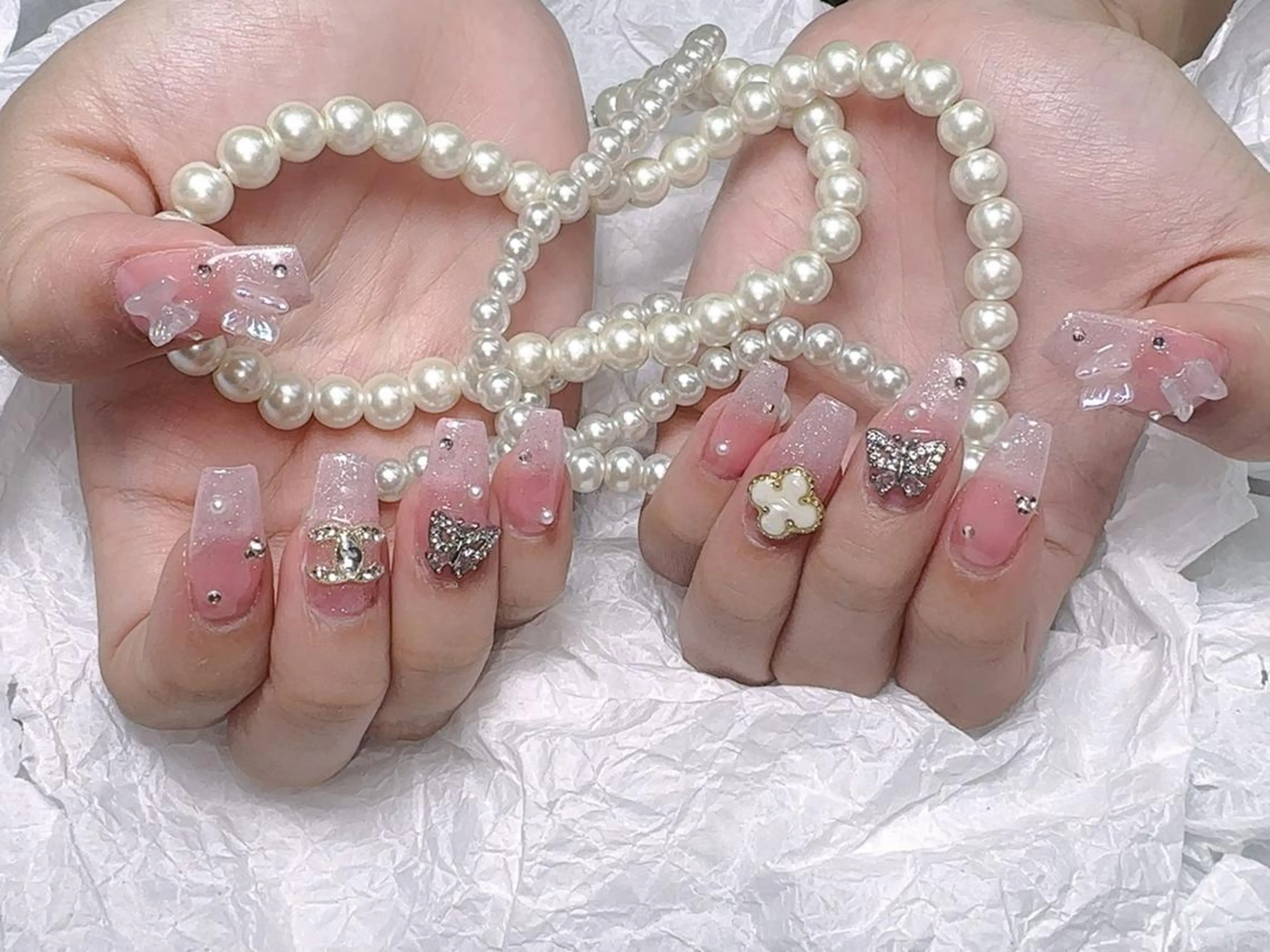 ネイル 長さ出し フレンチネイル ジェルネイル ガラスフレンチ 韓国ネイル ハンドネイル ハンドケア For U nail スカルプ専門店のネイルデザイン