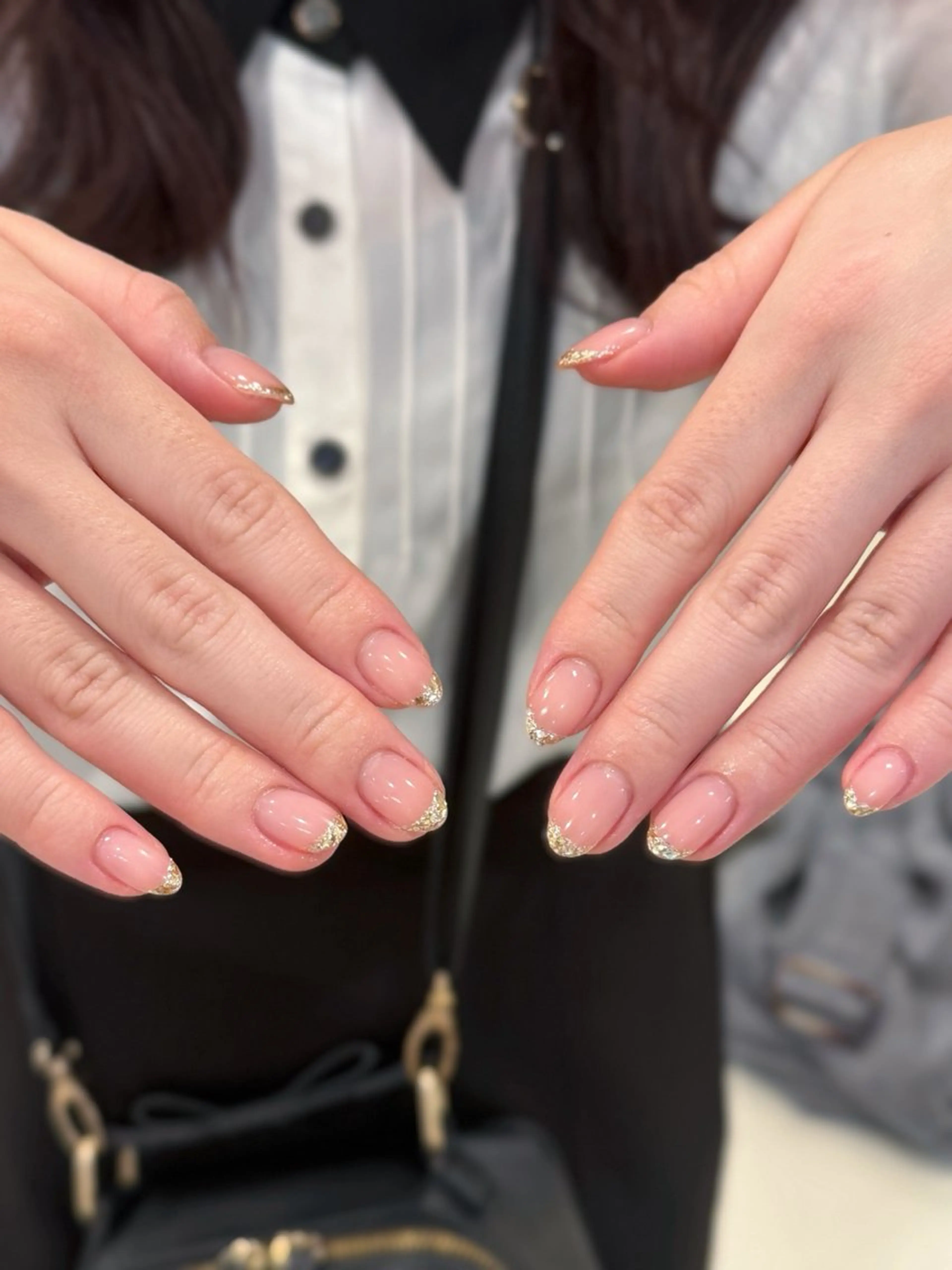 ネイル オーロラネイル チークネイル フレンチネイル ガラスフレンチ グラデーション ハンドネイル H&Bsalon カイのネイルデザイン