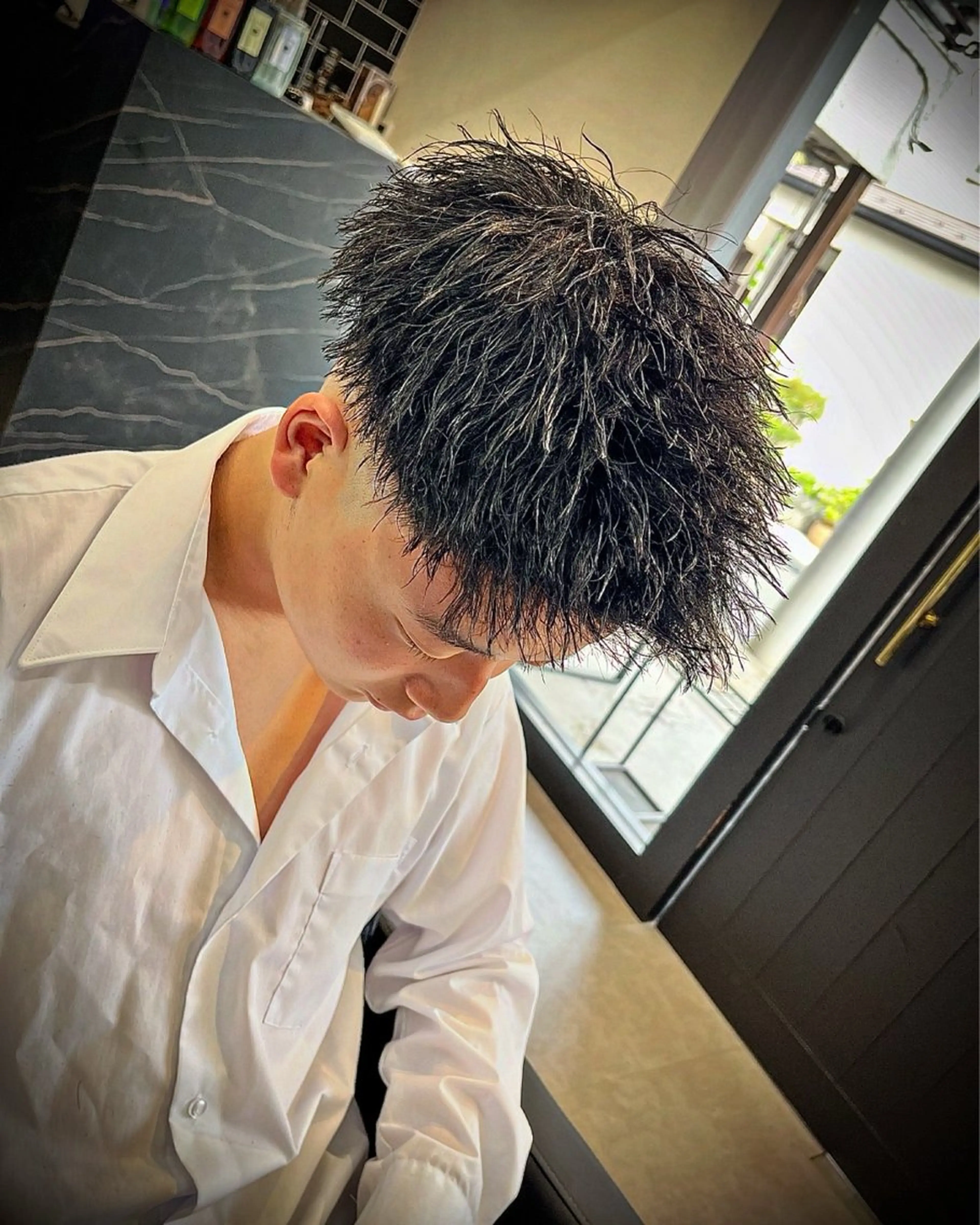 ショート パーマ ヘアアレンジ メンズ メンズパーマ メンズツイストパーマ ツイストパーマ カット パーマ ヘアセット men'slapis YUTOのヘアスタイル
