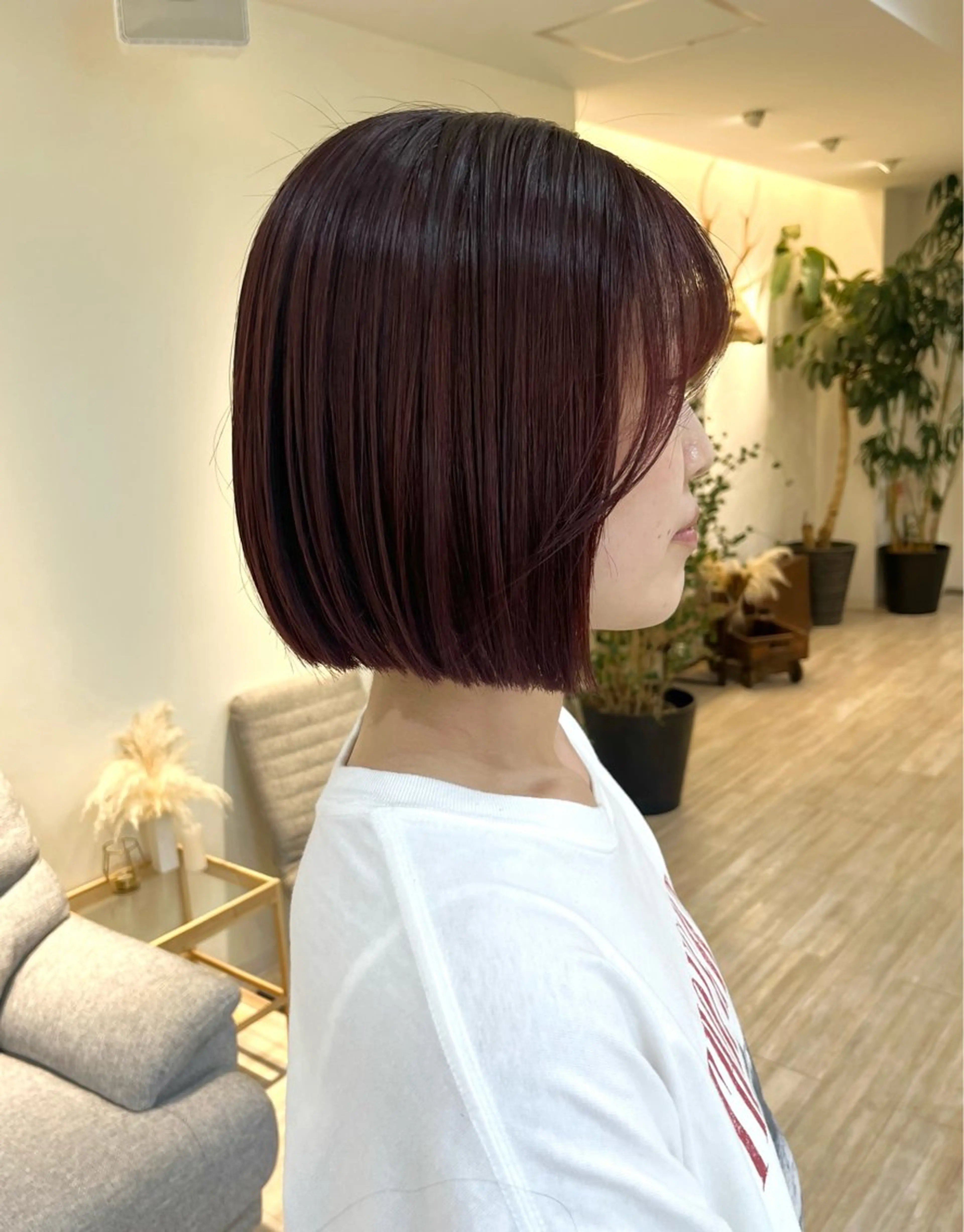 ミディアム カラー パーマ つぼみ/パーマ ／レイヤー／ボブのヘアスタイル