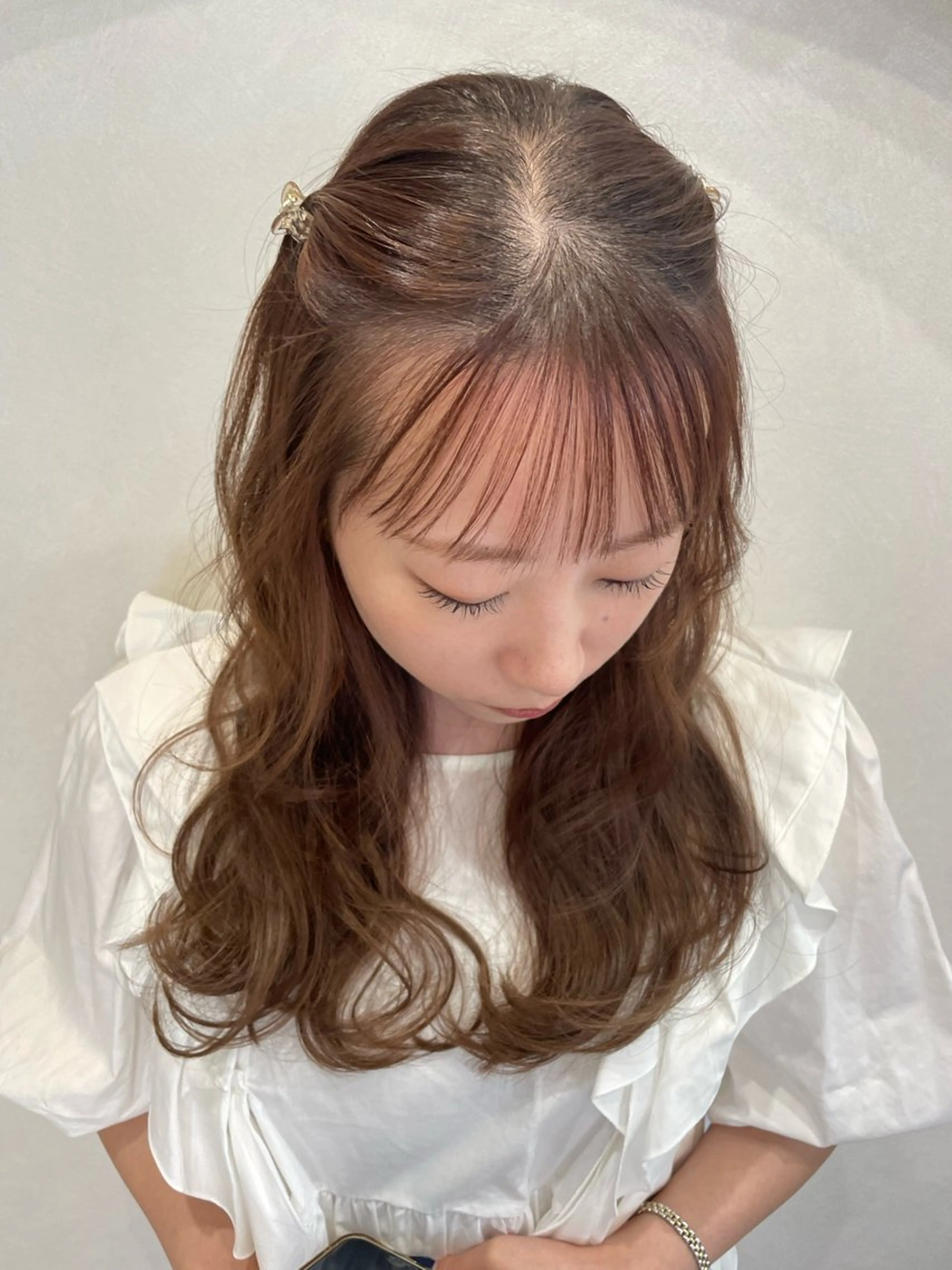 ミディアム カット ヘアカラー 河崎 ブルーナちえみのヘアスタイル