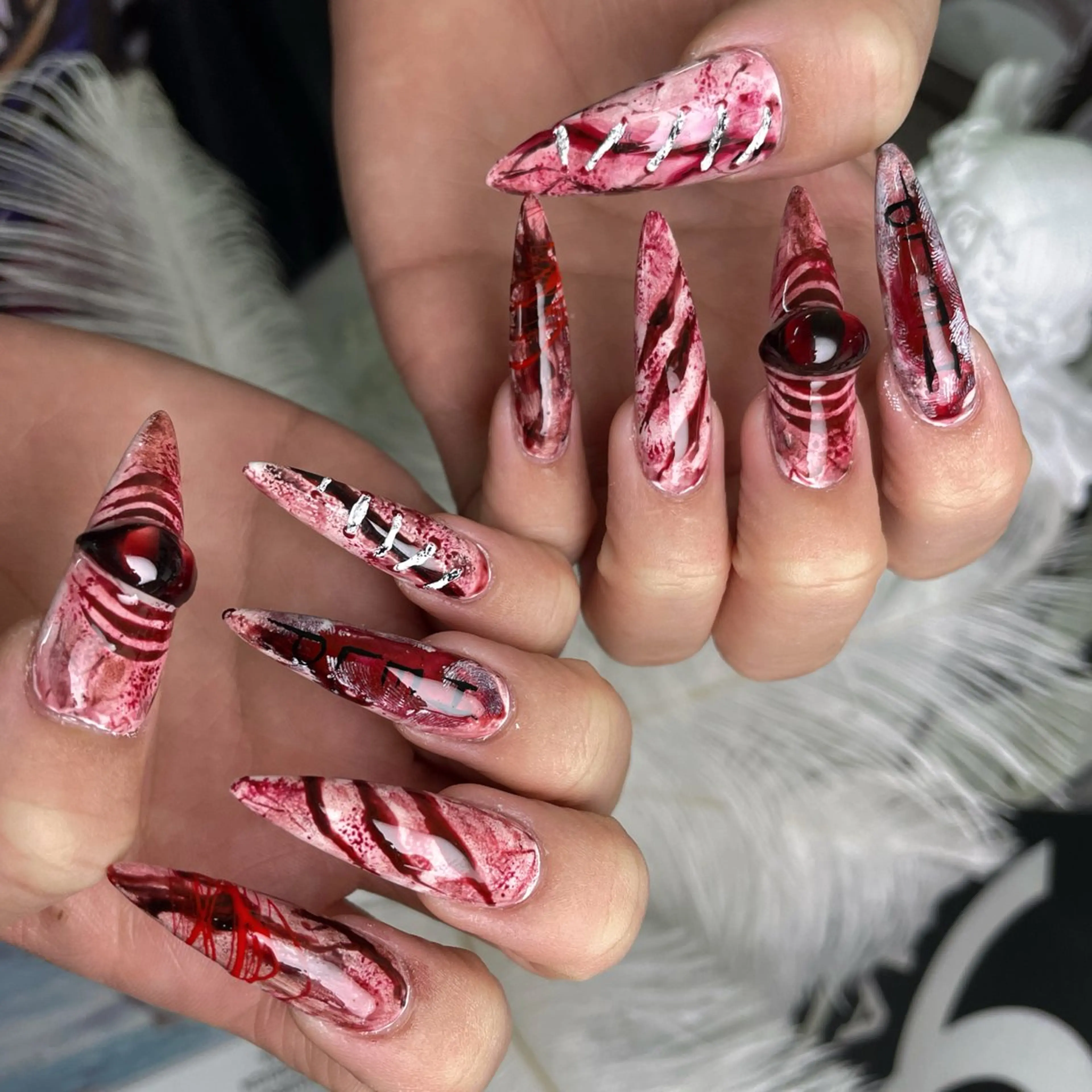 ネイル チークネイル クリアネイル ガーリー キラキラネイル 韓国ネイル ハンドネイル NailPrincess所属・princess スカルプ専門店のネイルデザイン