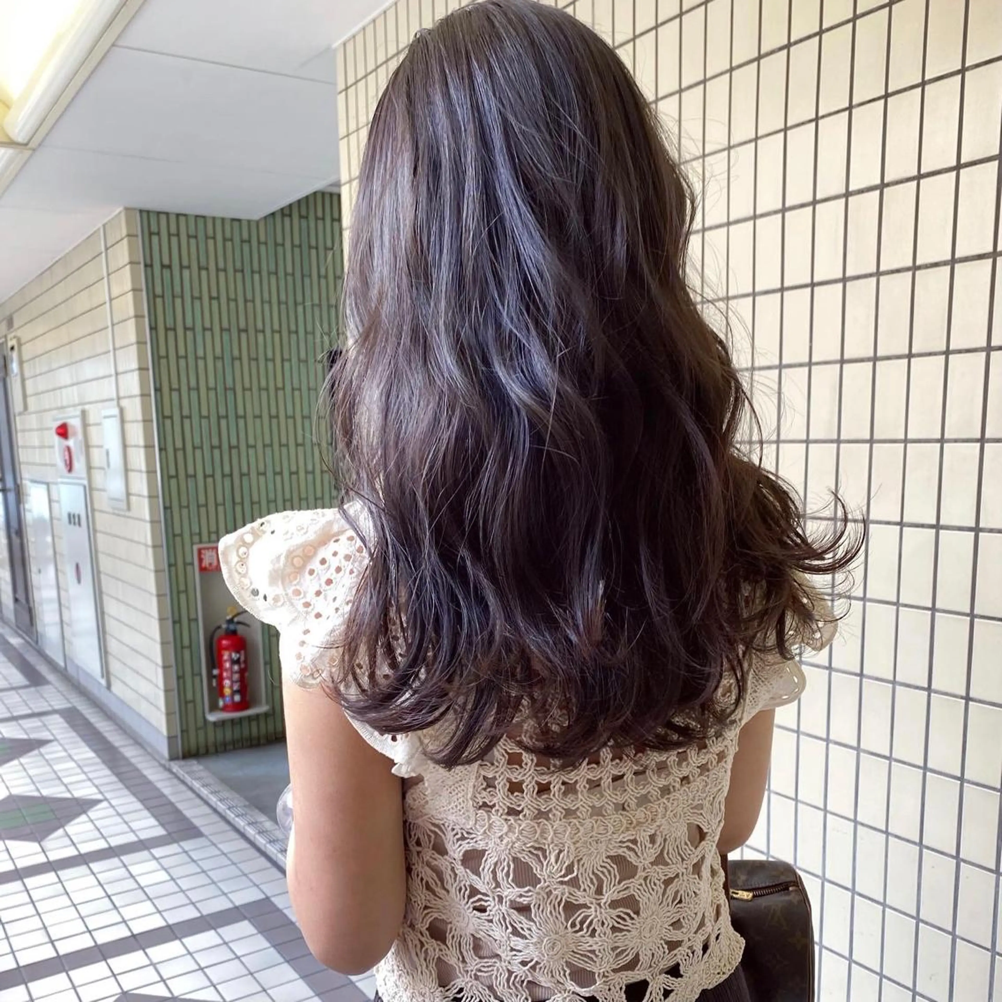 ロング カラー ラベンダーカラー ラベンダーグレー ヘアカラー トリートメント パーマ美容師 hanaのヘアスタイル