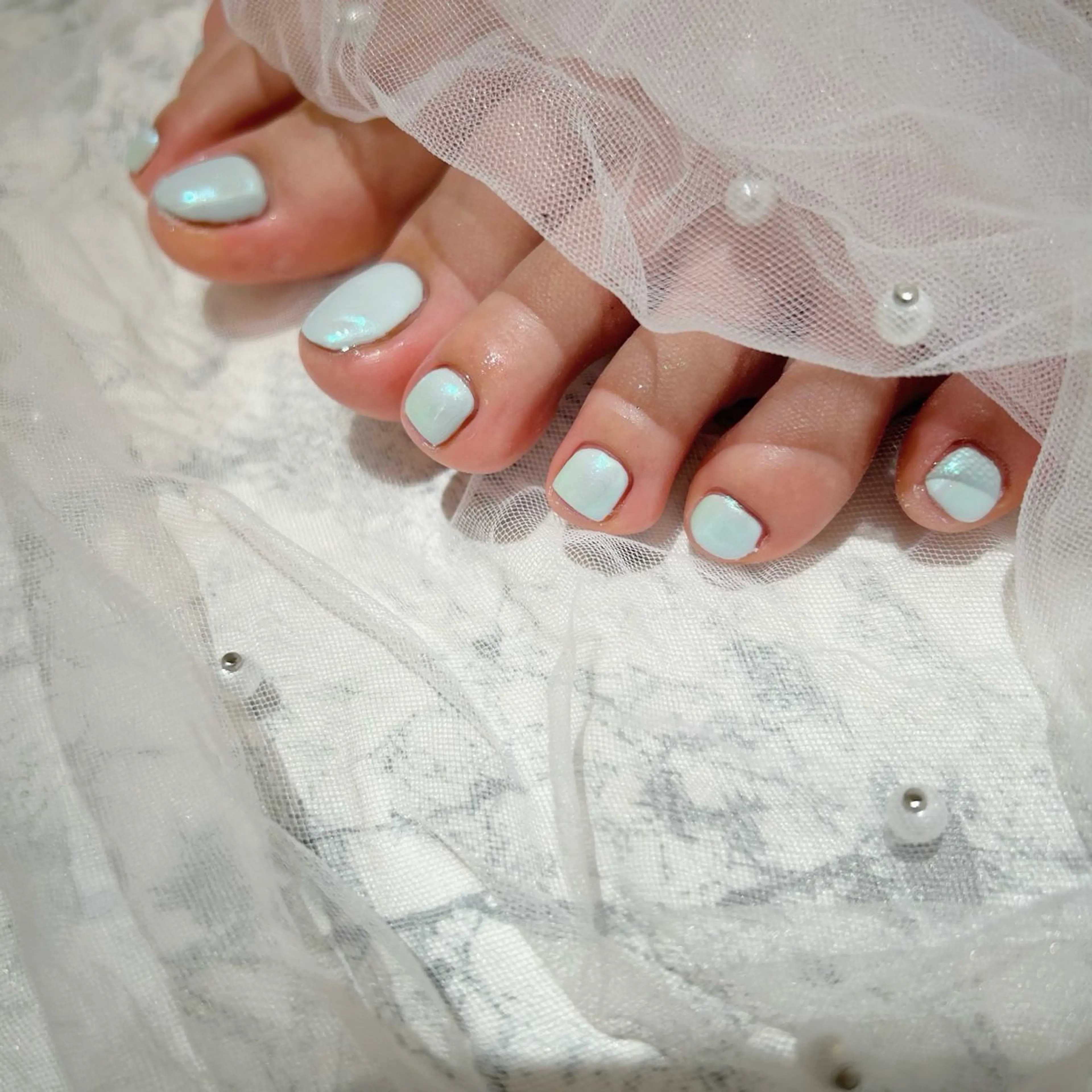 ネイル オーロラネイル フットネイル マグネット/心斎橋 LoLo.カレラのネイルデザイン