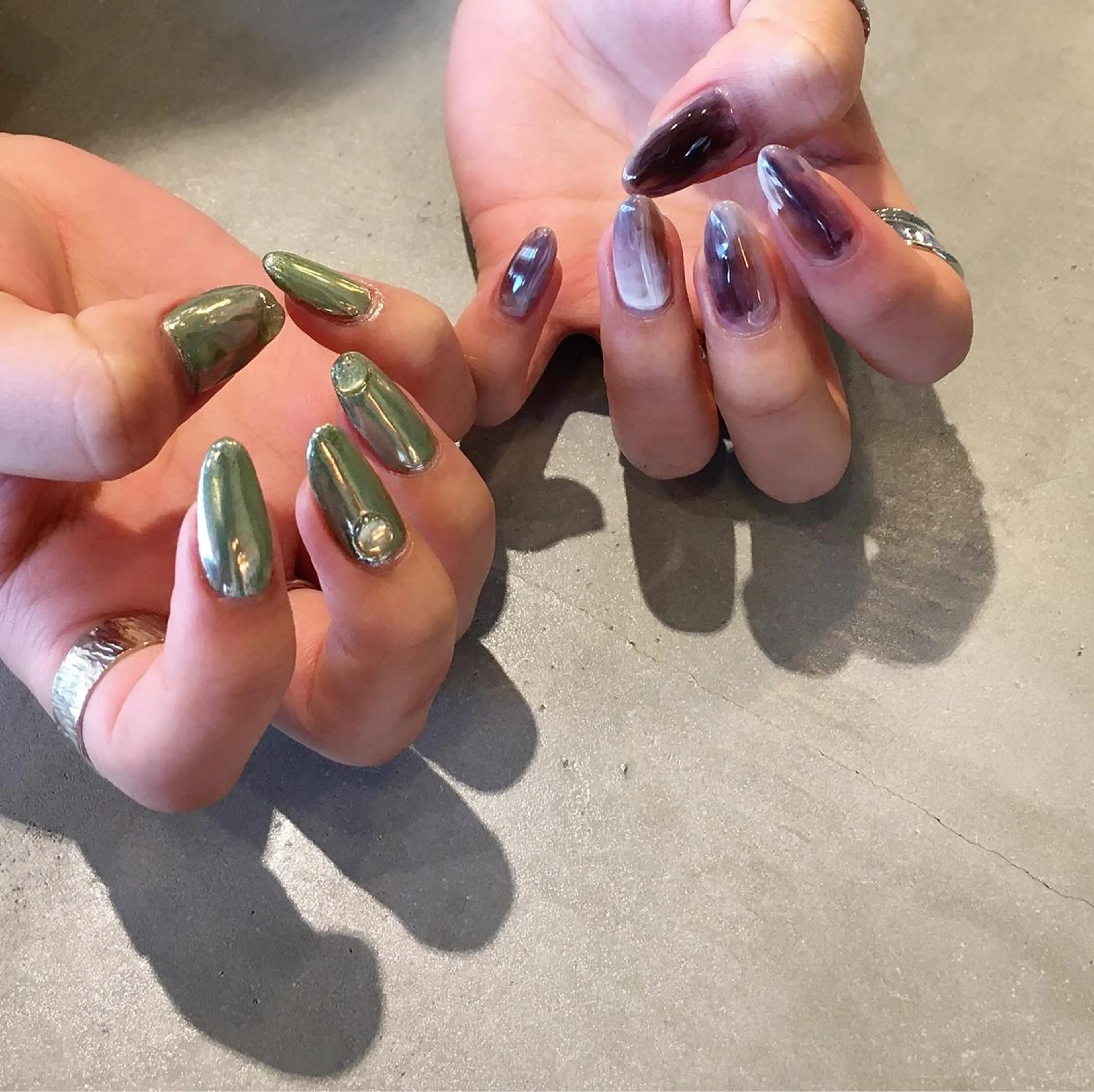 ネイル アートネイル 長さ出し ジェルネイル マットネイル ミラーネイル ハンドネイル nail salon Soeurのネイルデザイン