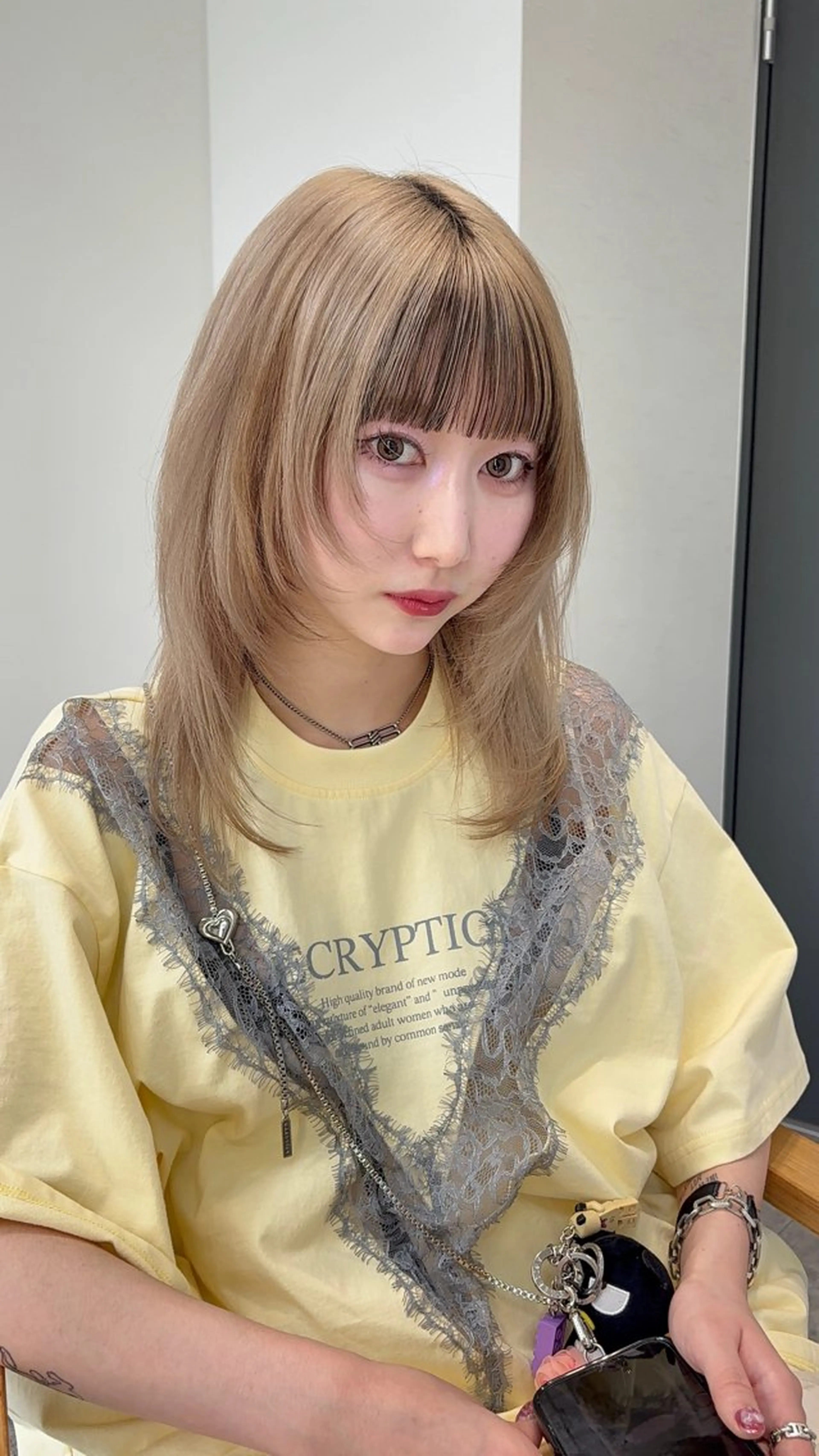 ミディアム カラー 似合わせ前髪／ 小顔カット🎀そうのヘアスタイル