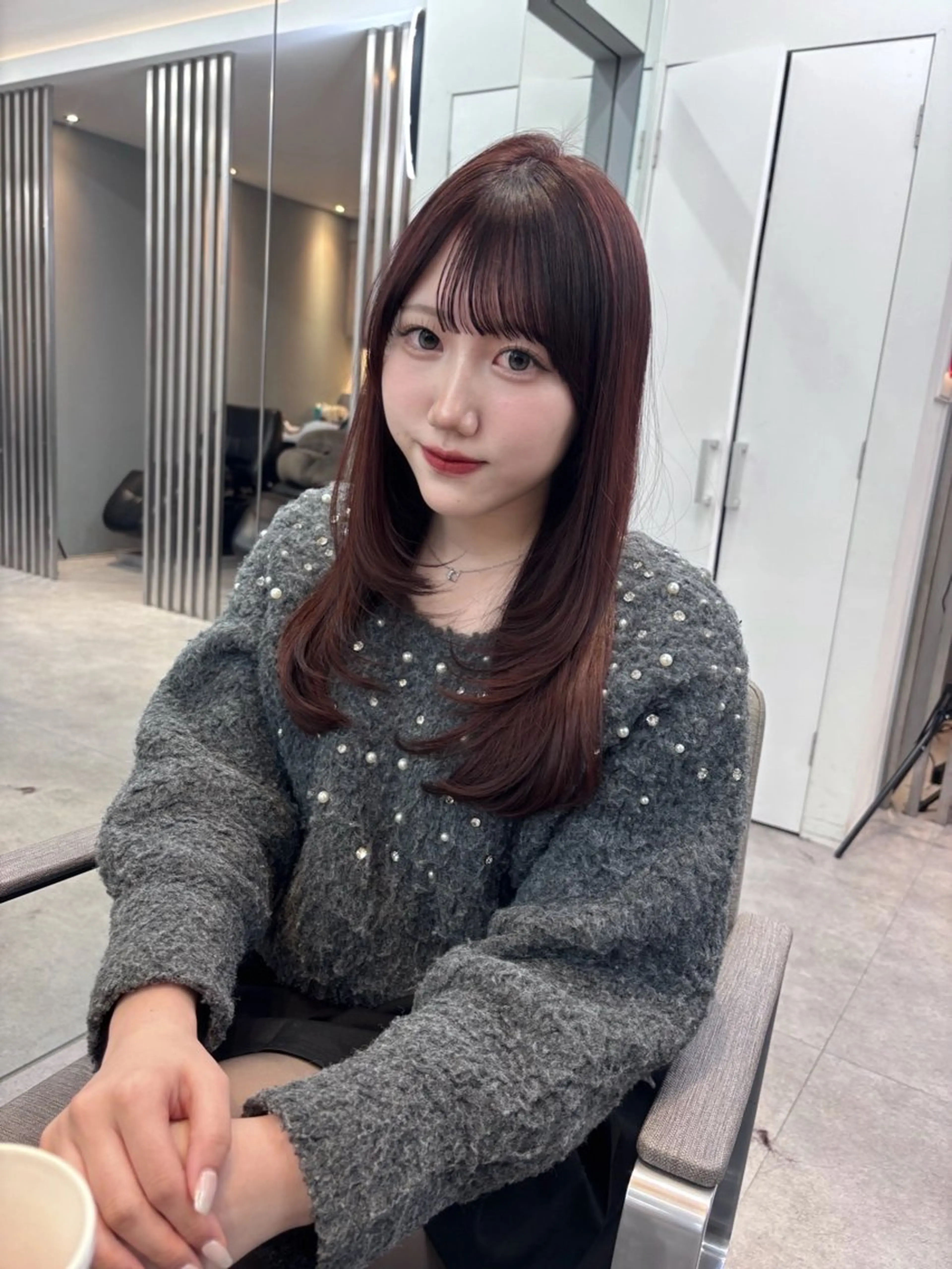 セミロング レイヤーカット カット ヘアカラー トリートメント 透明感/韓国ヘア/ miyu 🎀のヘアスタイル