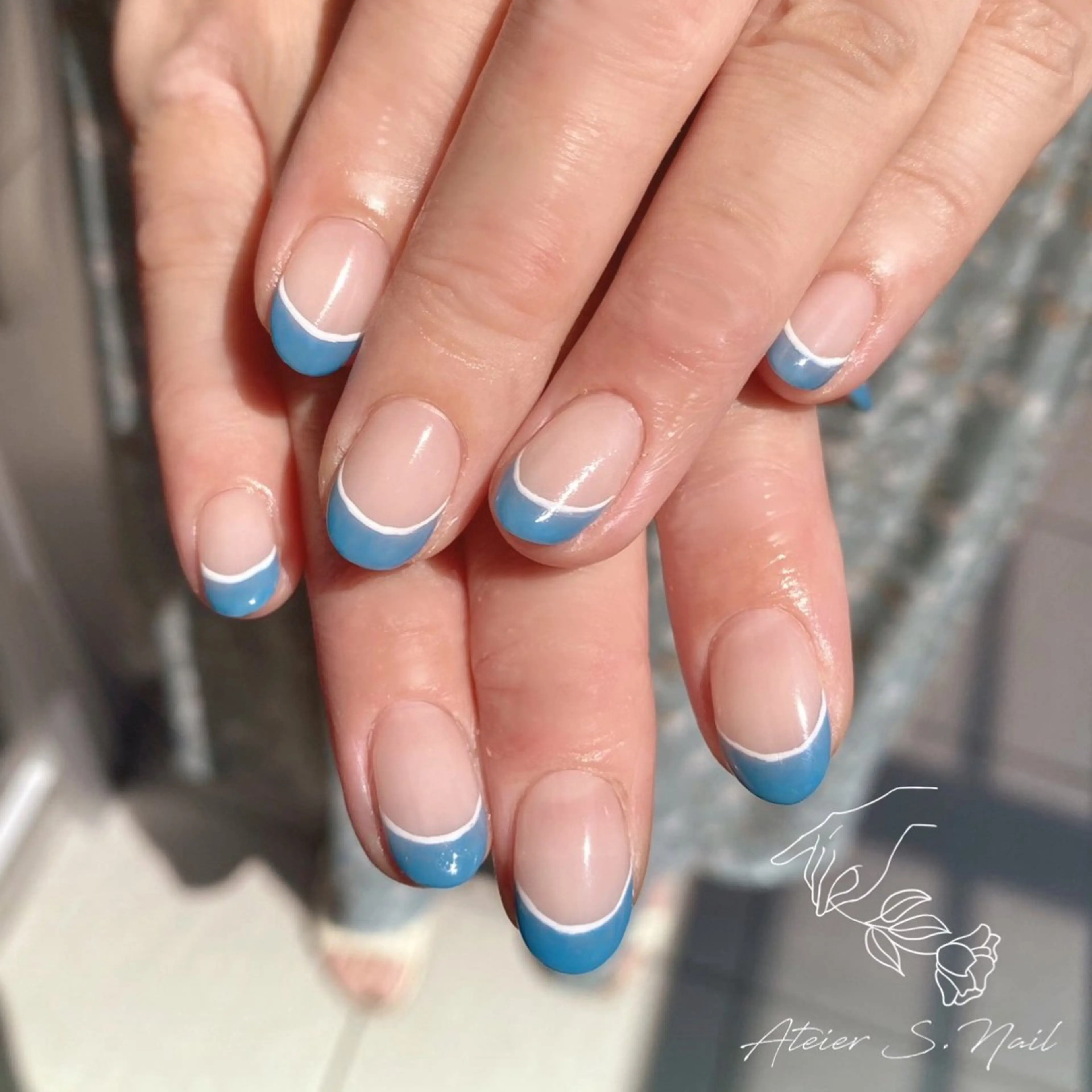 ネイル ダブルフレンチ フレンチネイル Atelier S.nailのネイルデザイン