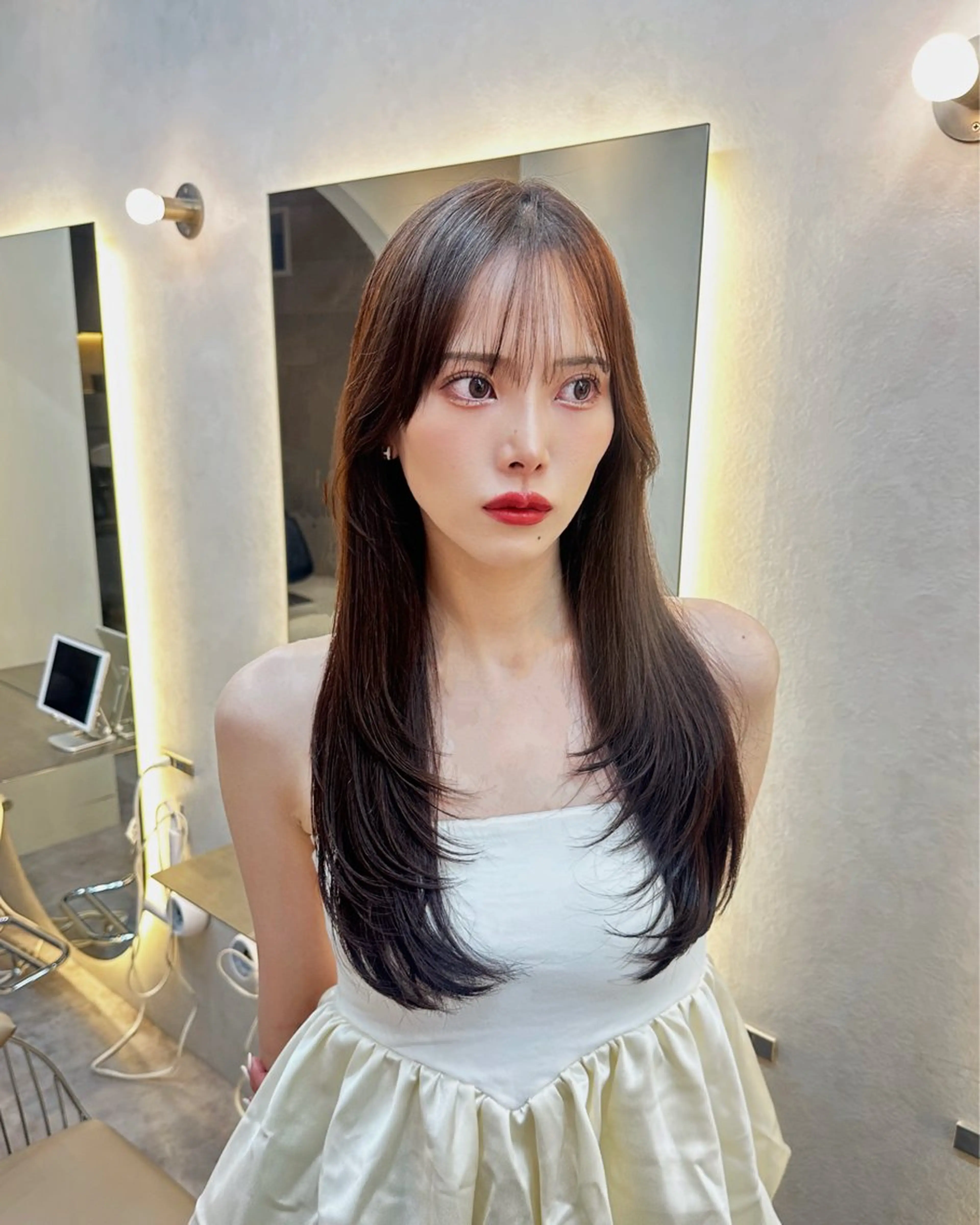 【💕期間限定特別価格💕⠀】🌈韓国レイヤーカット🌈➕ケアカラー🫧➕✨髪質改善3stepトリートメント✨の写真