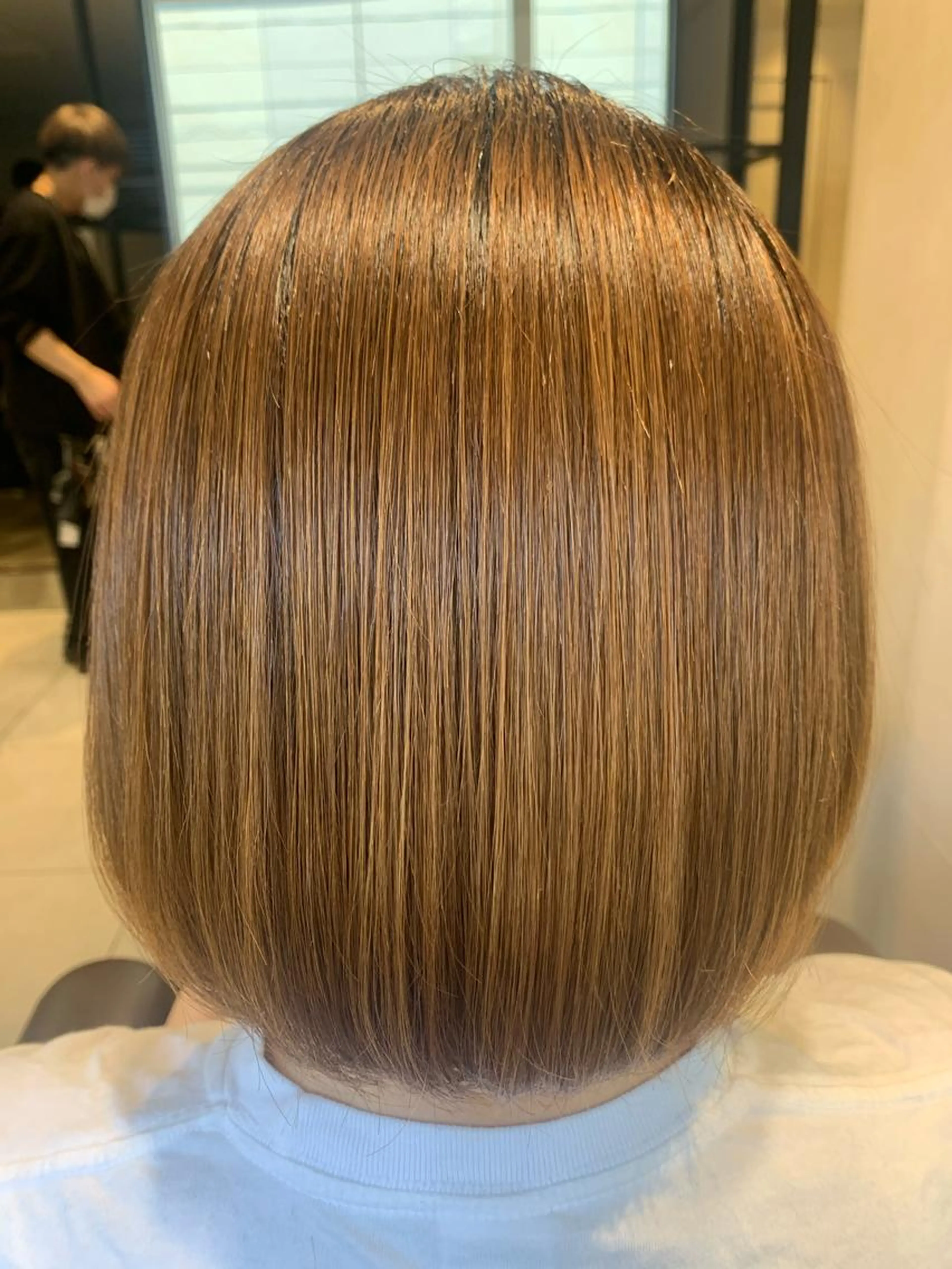 ストレートパーマ➕トーンダウンカラー➕3step内部補修トリートメントの写真