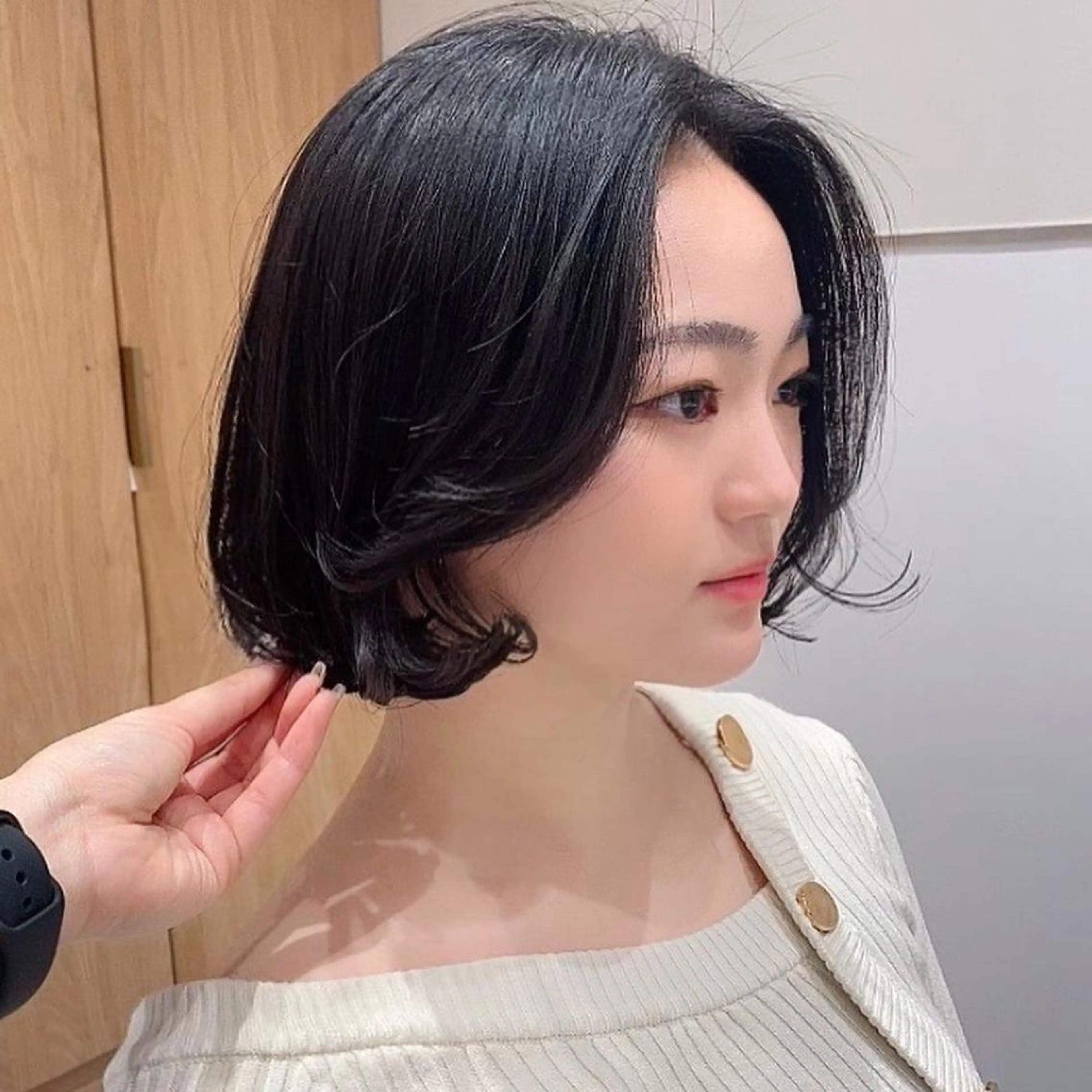 ミディアム カラー パーマ ヘアアレンジ 小野寺瑞希 /最小顔カットのヘアスタイル