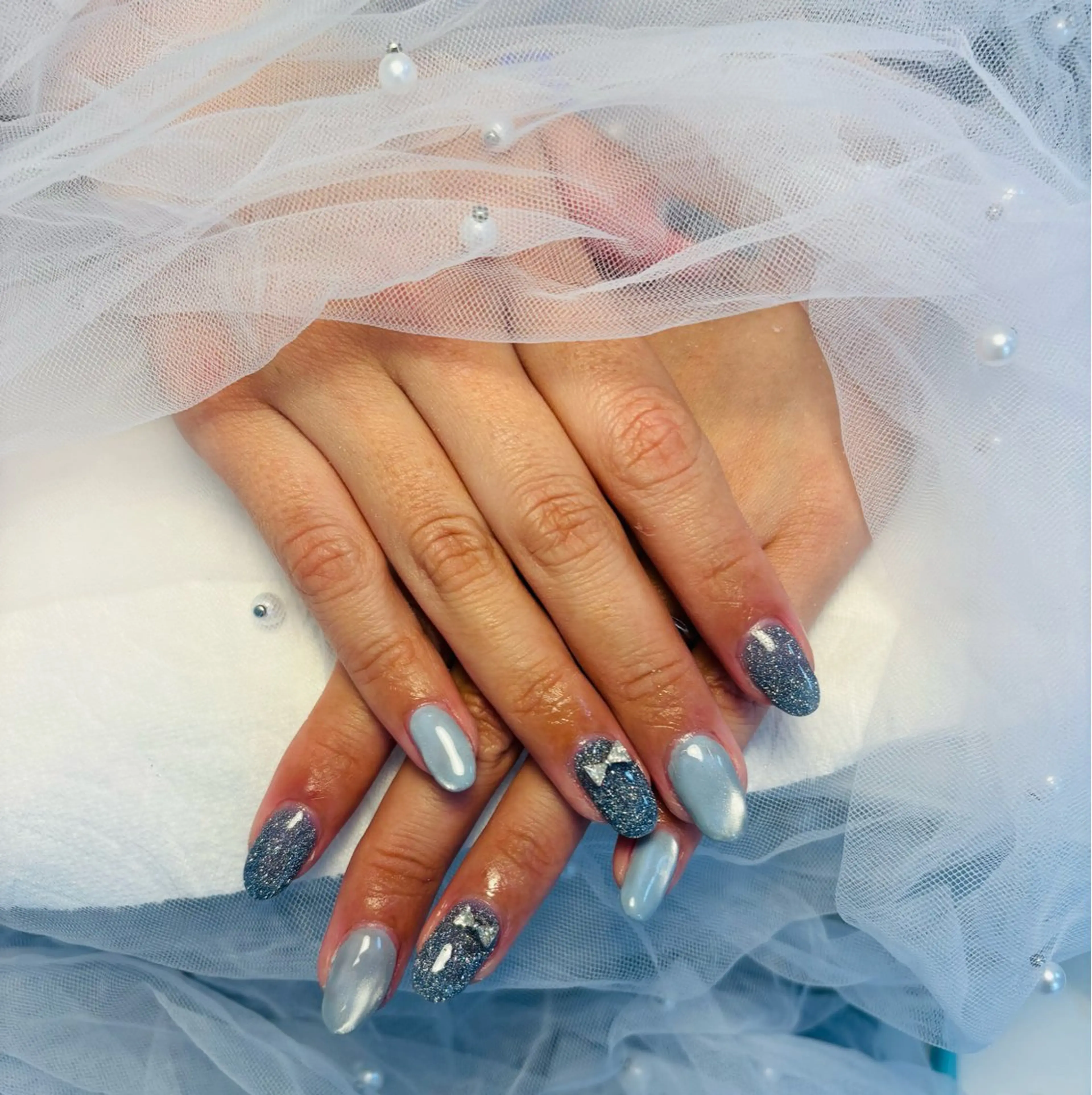 ネイル フラッシュネイル フットネイル フレンチネイル ジェルネイル ガラスフレンチ Nail salon Natulalのネイルデザイン