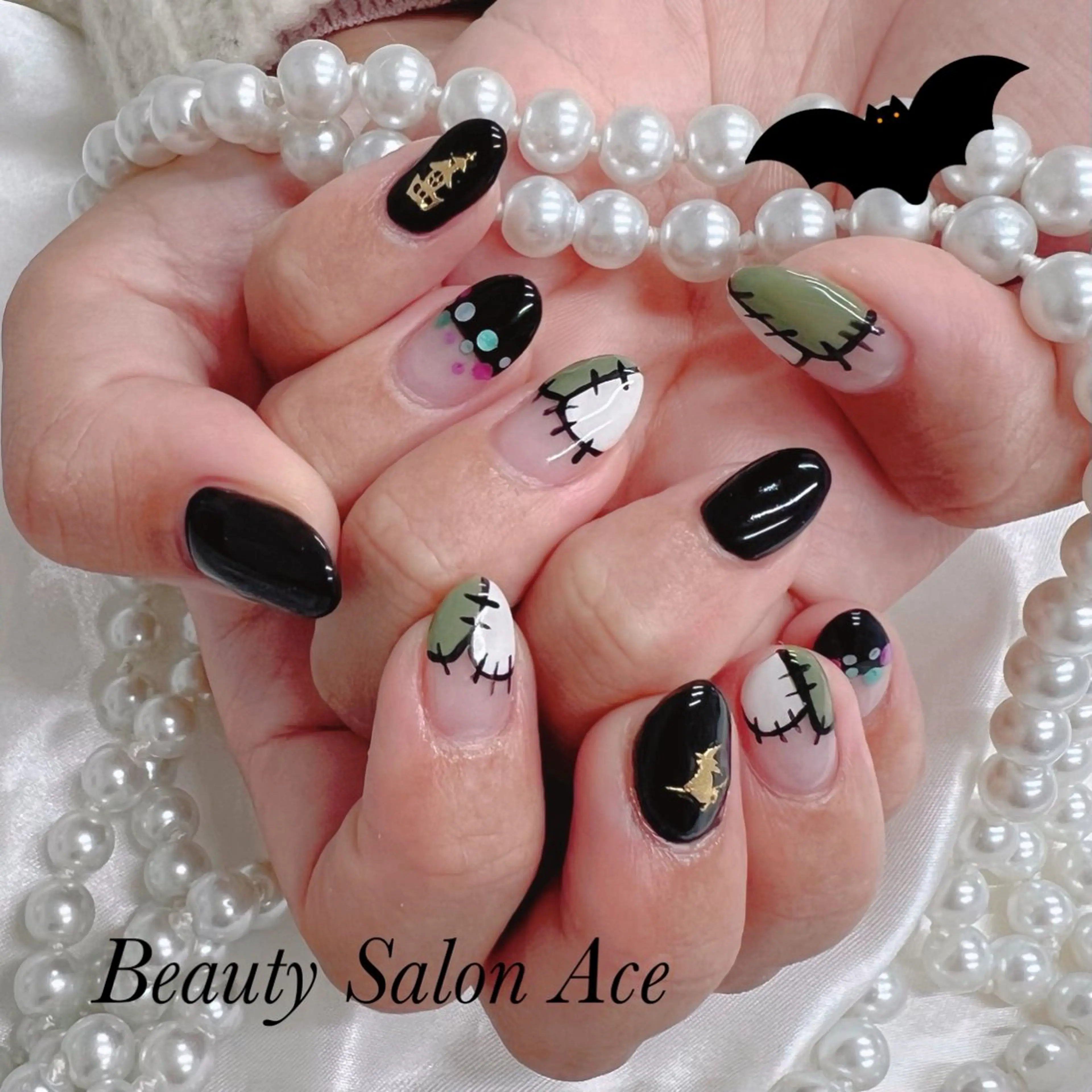 ネイル ハロウィン ハンドネイル ハンドケア Beauty Salon Ace(ネイルサロン エース)所属・池袋フィルイン Ace♡長さだしのネイルデザイン