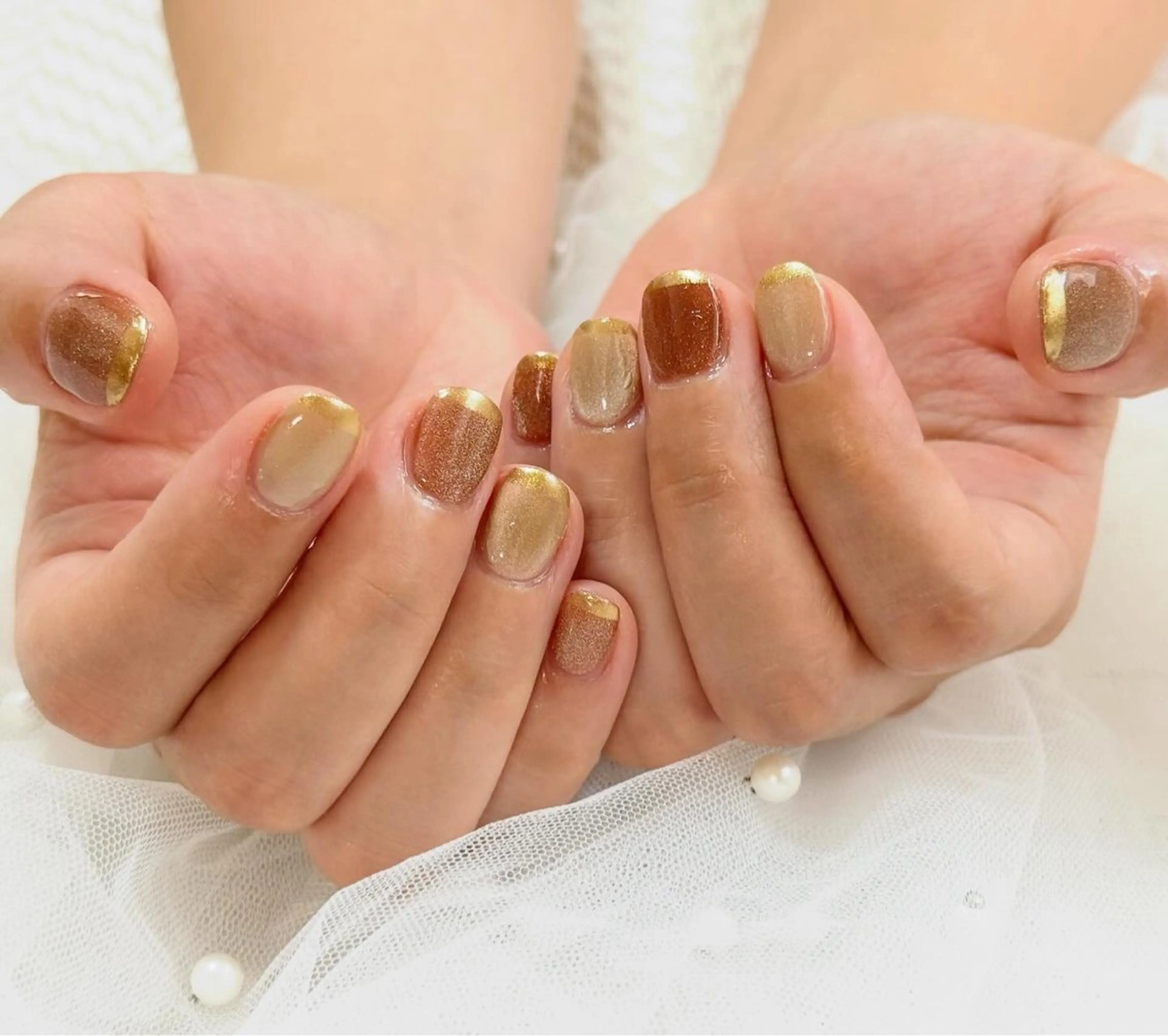 ネイル フレンチネイル ゴールド マグネットネイル ハンドネイル Coco Nailのネイルデザイン