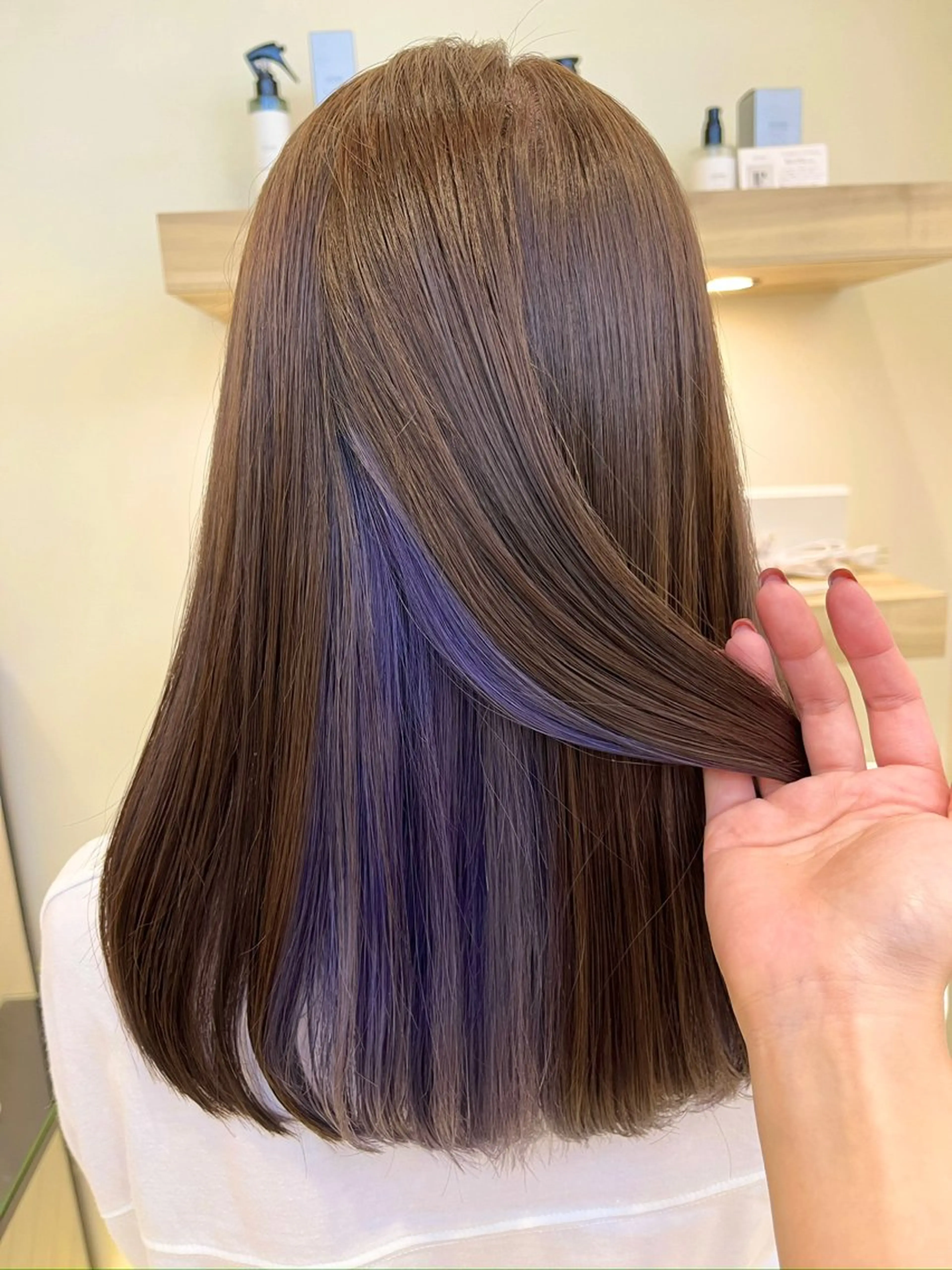 セミロング カラー ヘアカラー 暖色カラー🍒スパ/ canna‎🤎のヘアスタイル