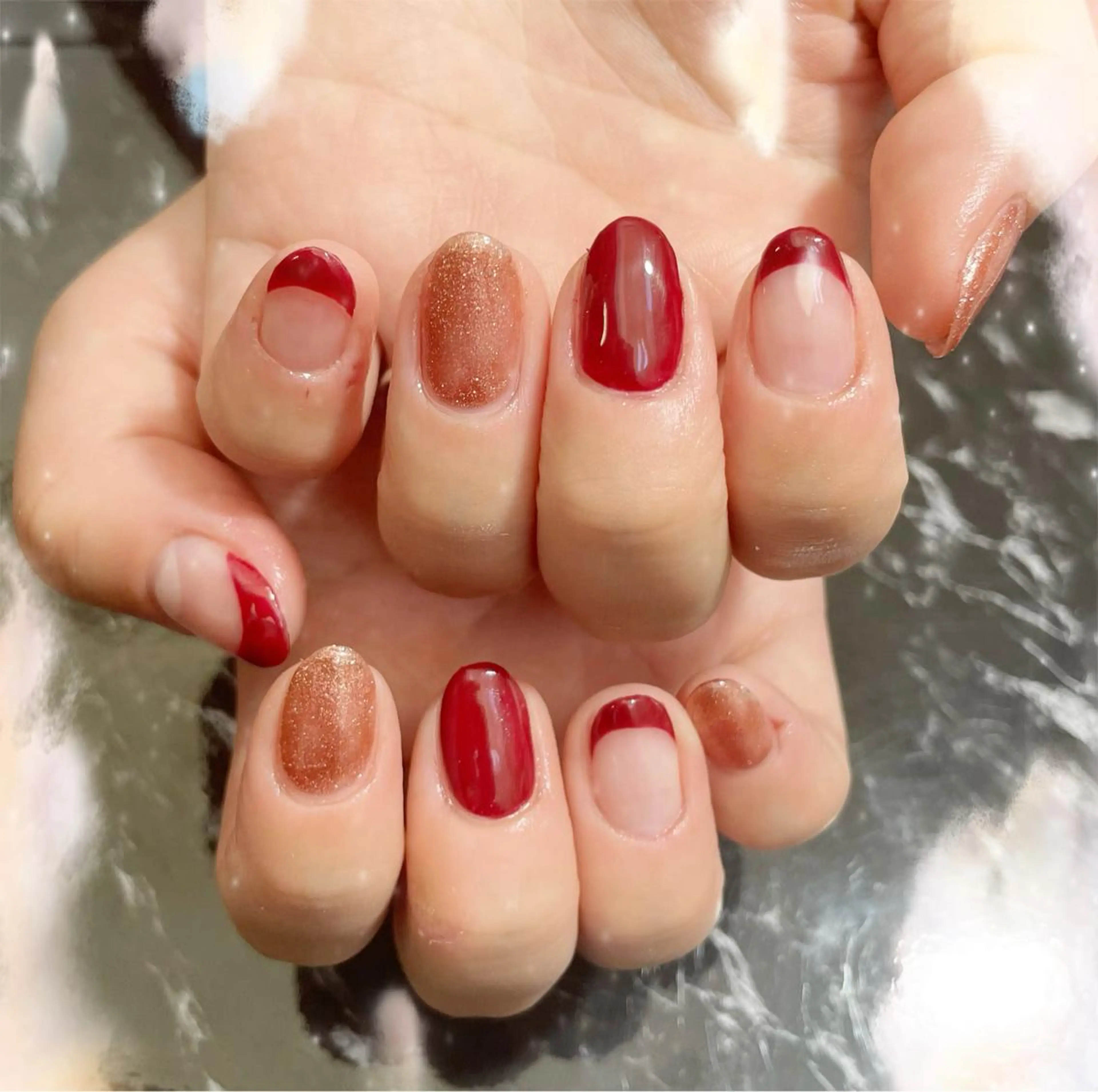 ネイル フレンチネイル ラメ(グリッター) ハンドネイル S♡NAIL所属・S.NAIL Suuのネイルデザイン