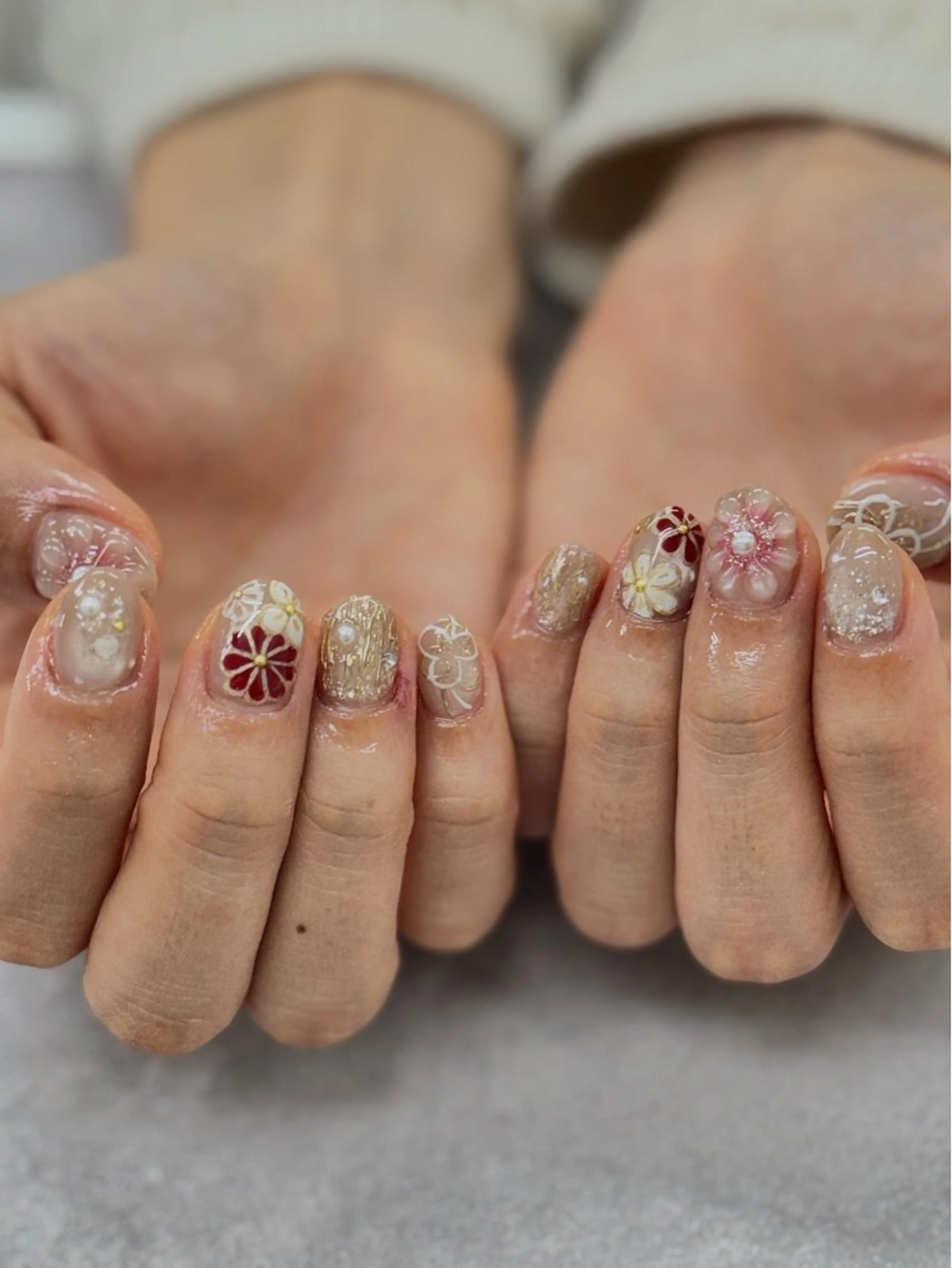 ネイル アートネイル オーロラネイル チークネイル 長さ出し フットネイル ハンドネイル ハンドケア Hazuki nailのネイルデザイン
