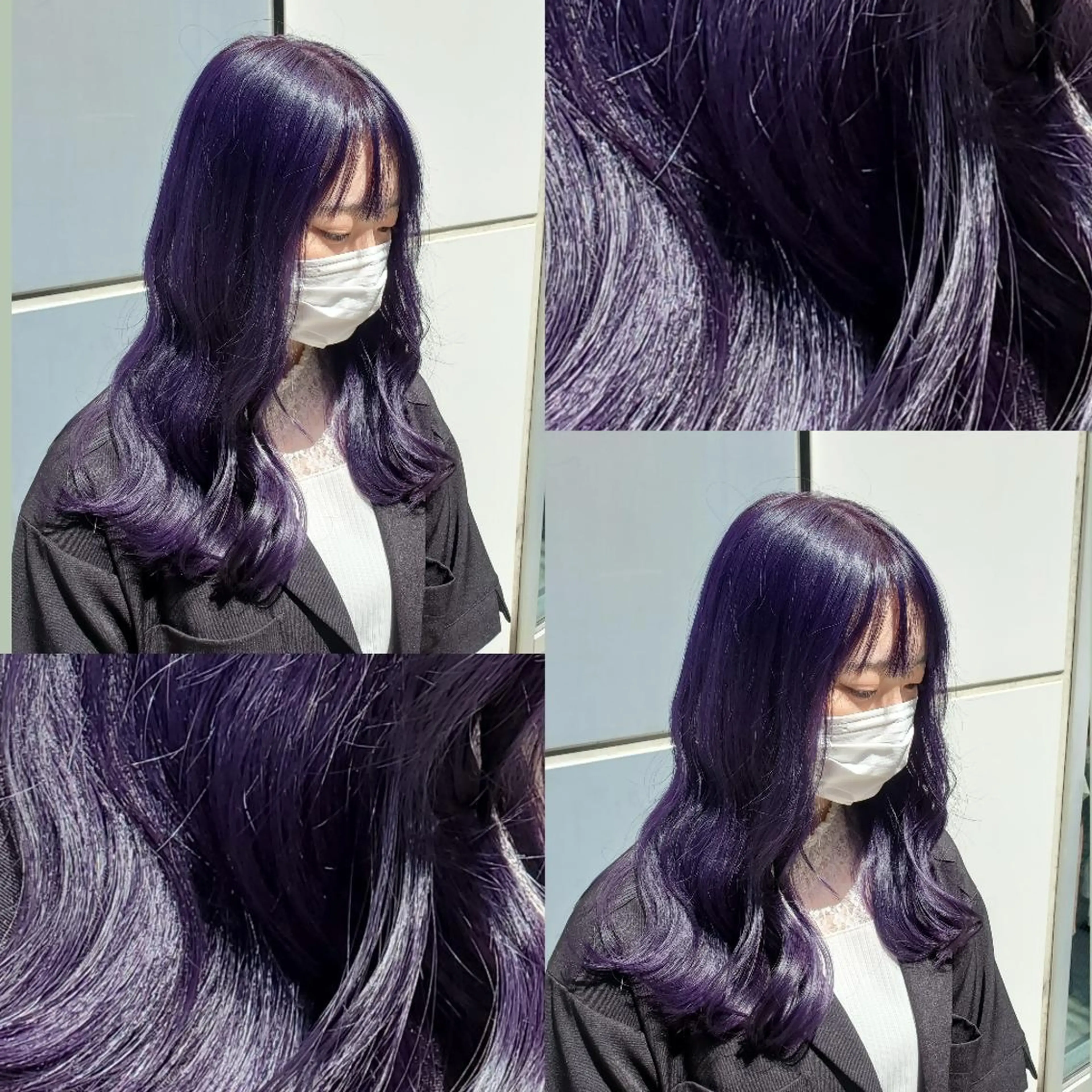 ロング ヘアカラー ツヤ髪✨縮毛矯正 ハイトーンカラーのヘアスタイル