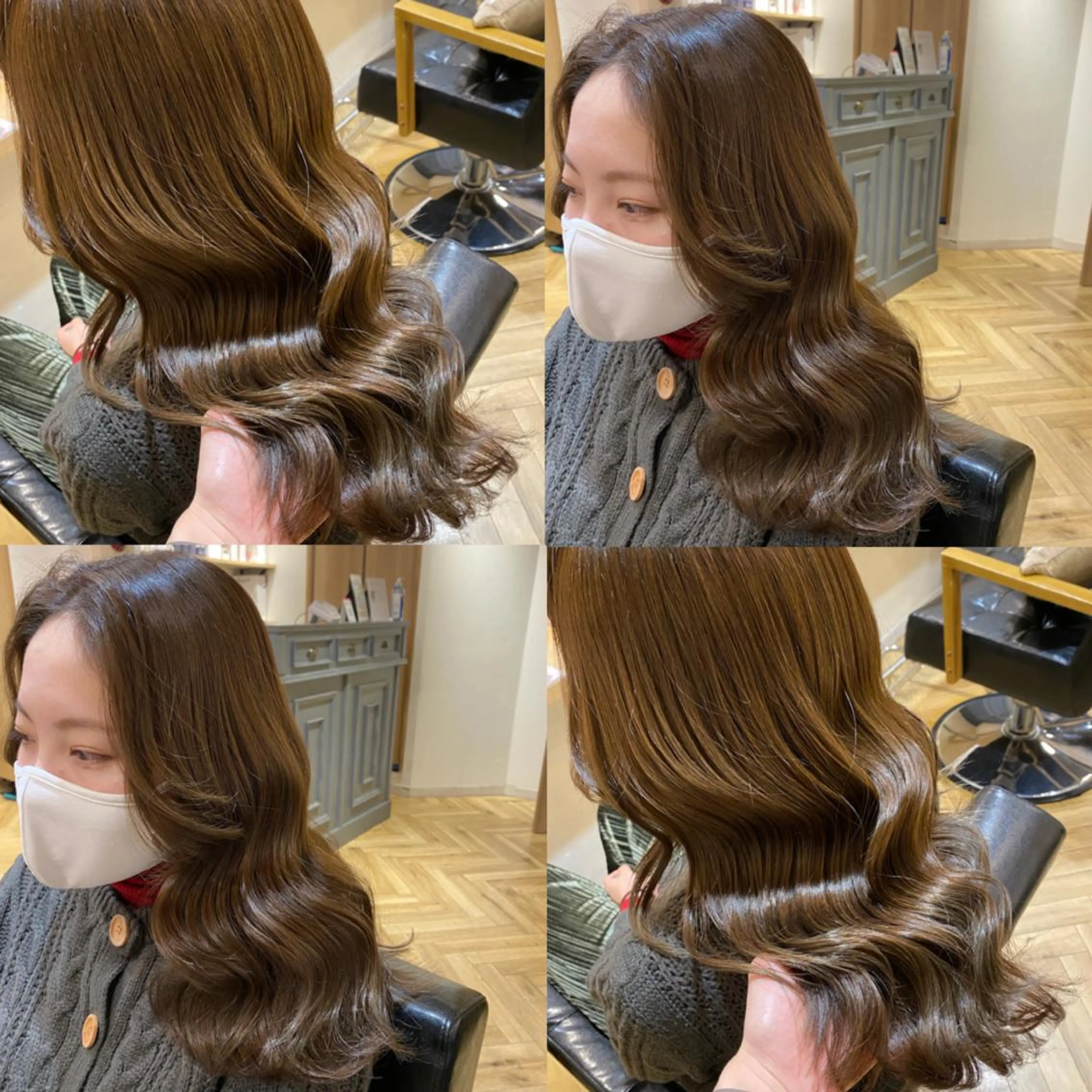 ロング カラー 透明感カラー グレージュ 艶カラー/韓国顔周り 🎀mamiのヘアスタイル