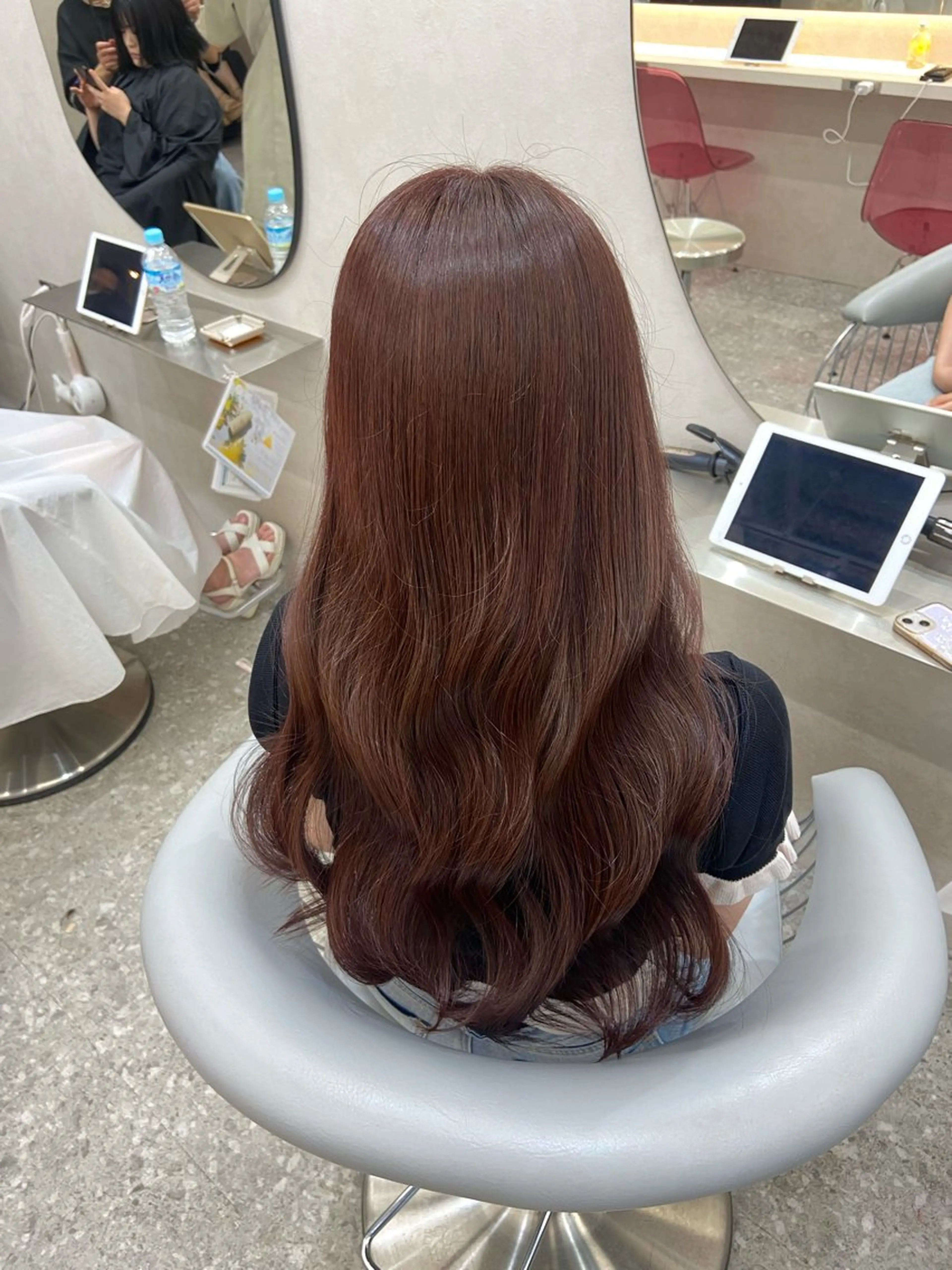 ロング カラー ブリーチ ブラウンカラー ブリーチなしカラー ピンクカラー ピンクブラウン カット ヘアカラー トリートメント 新宿/韓国ヘア 中明度カラー/かやのヘアスタイル