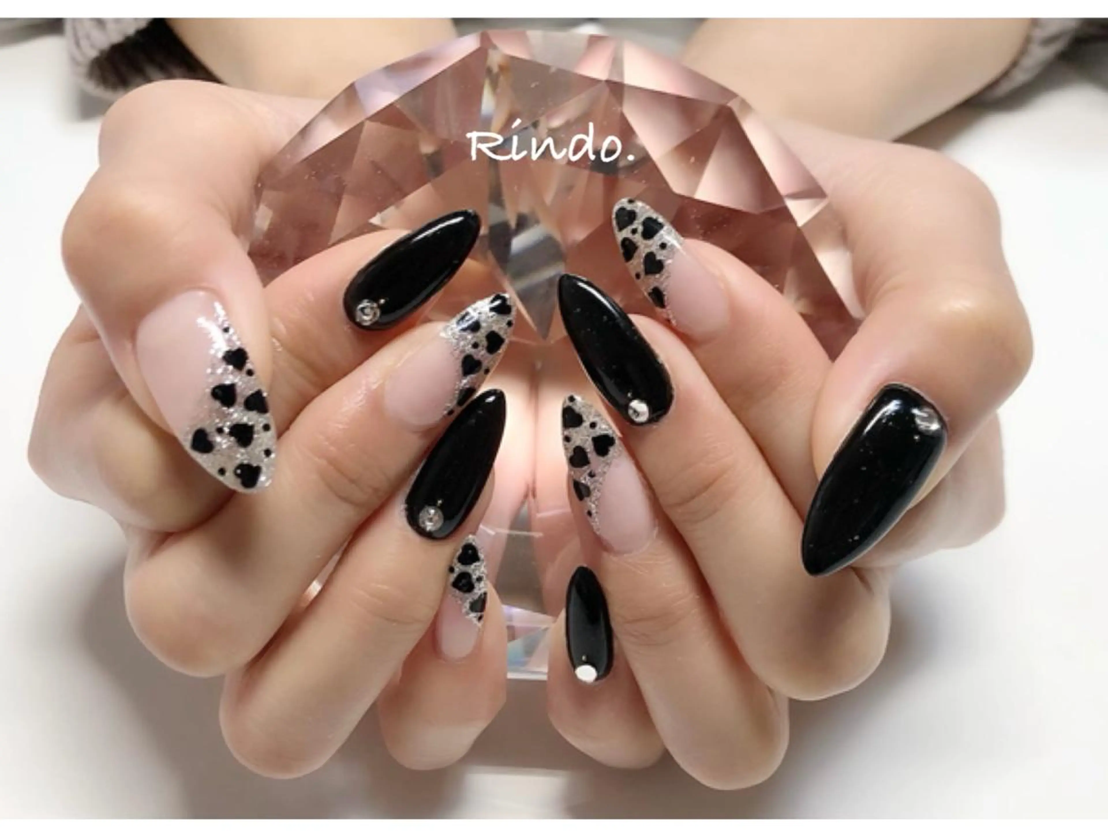 ネイル フレンチネイル ハート バレンタイン ハンドネイル Rindo.ネイル ♡耳つぼジュエリーのその他イメージ