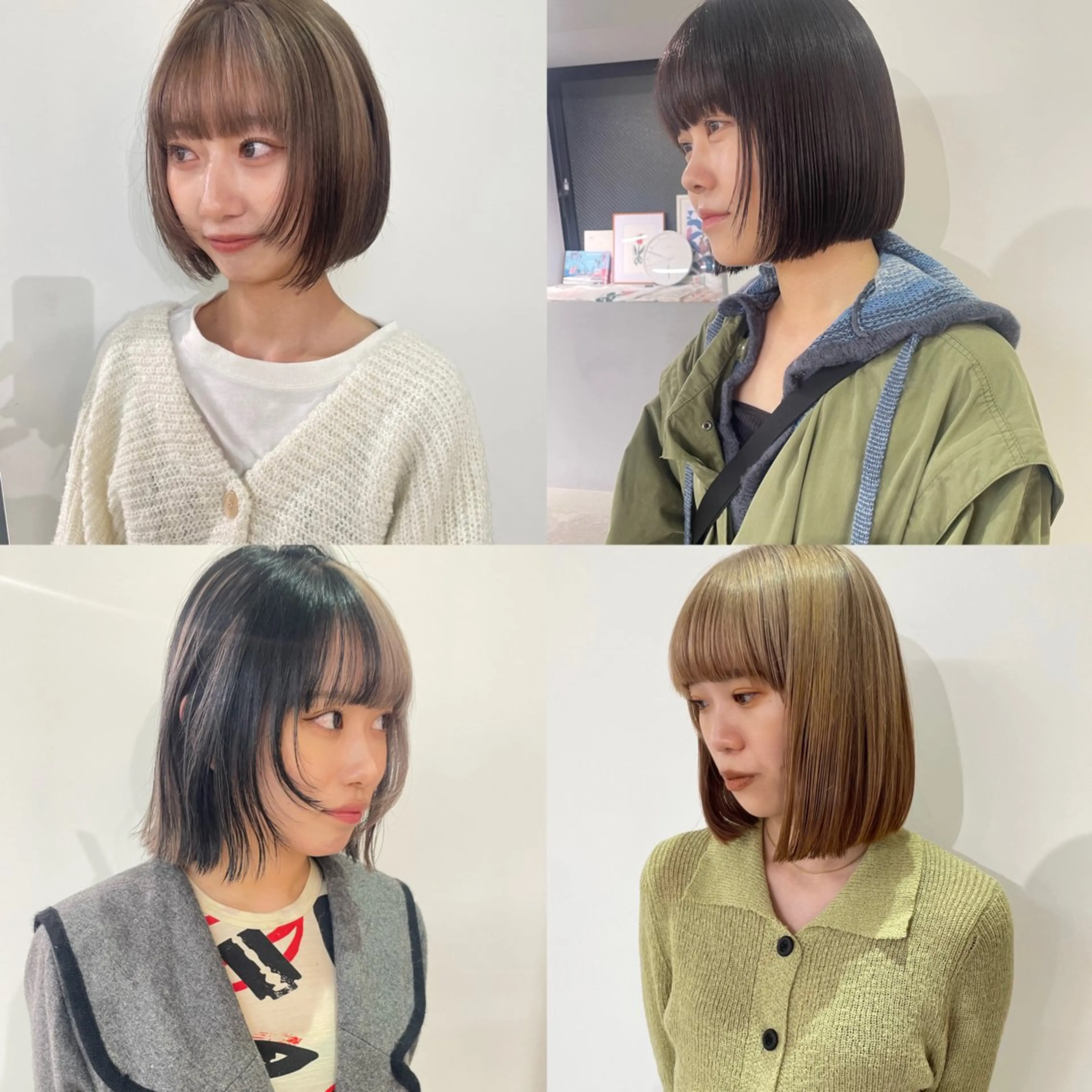 ミディアム カラー 顔まわりレイヤー 姫カット レイヤーカット MIU/ルーツカラー 顔まわりレイヤーのヘアスタイル