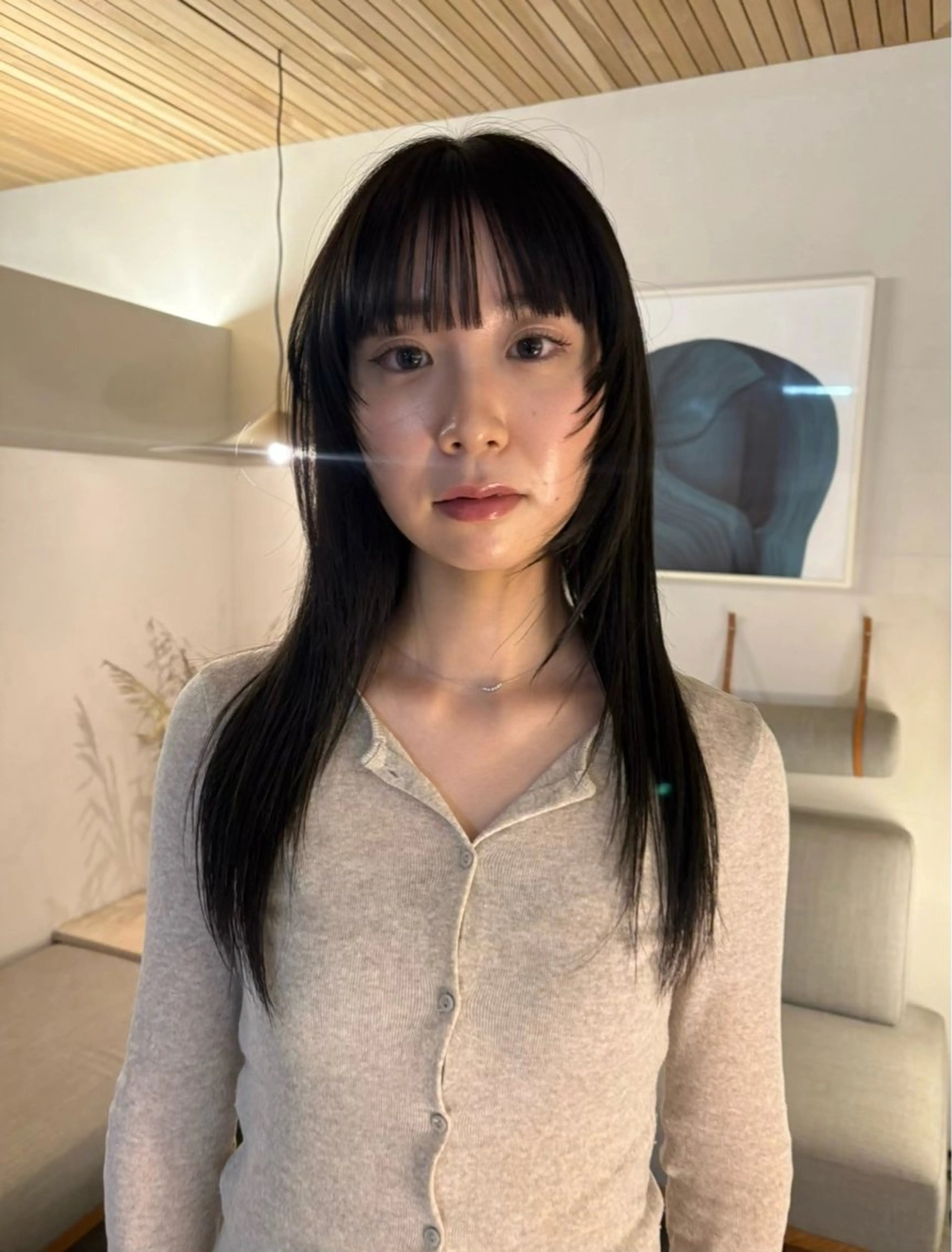 セミロング カラー オリーブカラー 顔まわりレイヤー 顔周りカット レイヤーカット カット ヘアカラー ボブ/レイヤーカット ✂︎ AYUMIのヘアスタイル