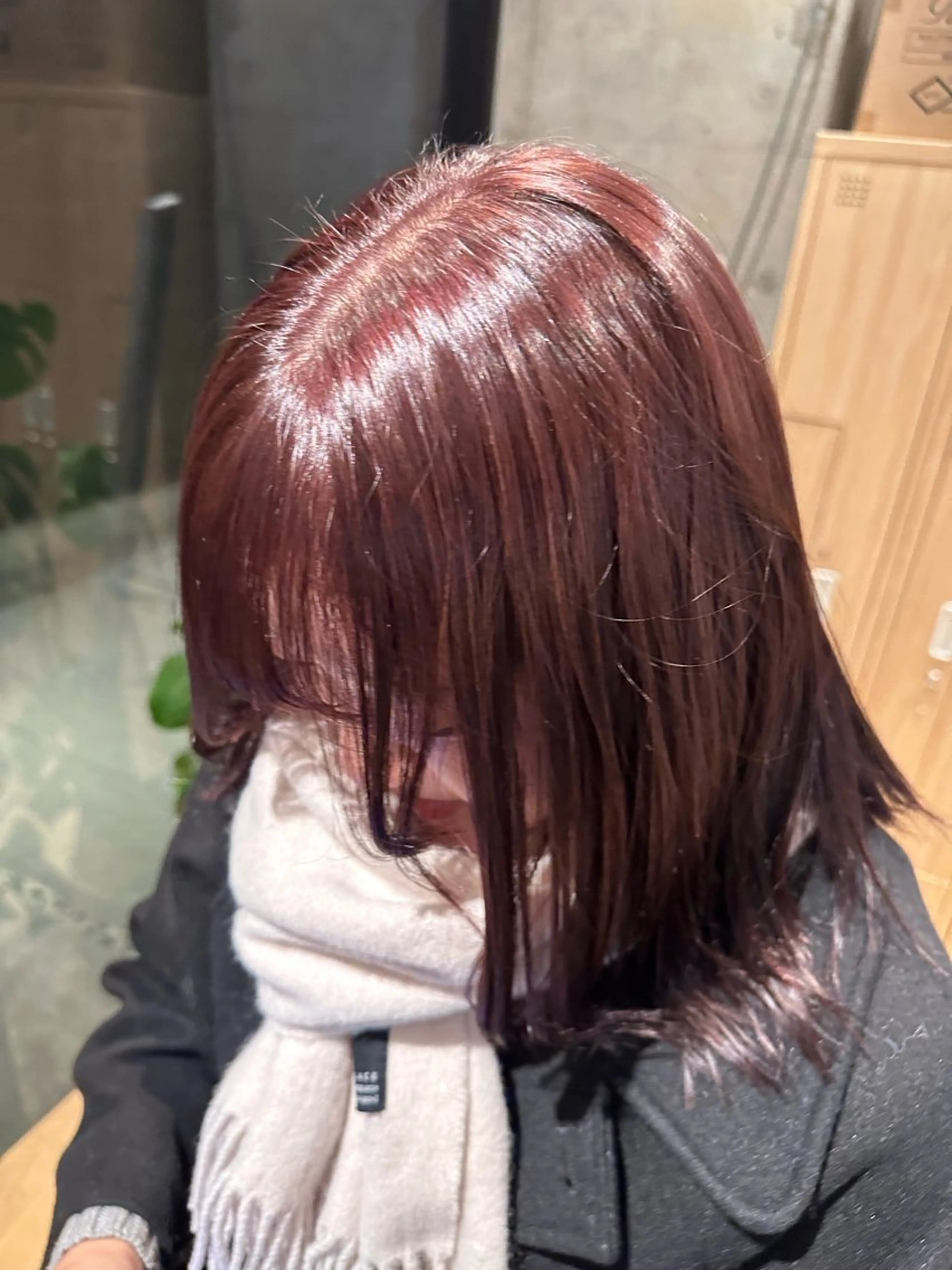 ミディアム カラー ブリーチ ダブルカラー ラベンダーカラー ブリーチなしカラー ボブ/レイヤー/ニュ アンスパーマ/小夏のヘアスタイル