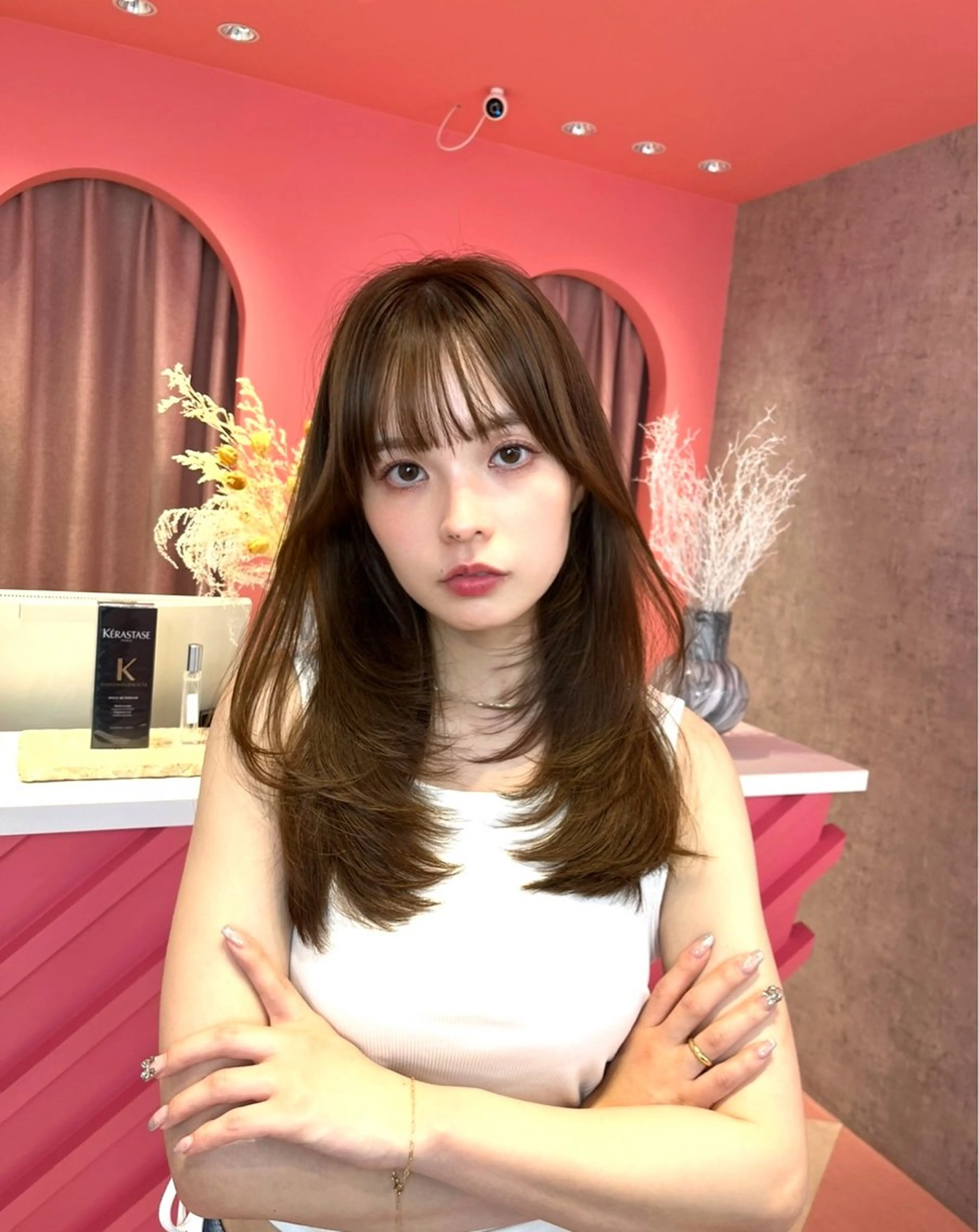 ロング カラー カット トリートメント 山崎/ボブ縮毛矯正 レイヤー髪質改善のヘアスタイル