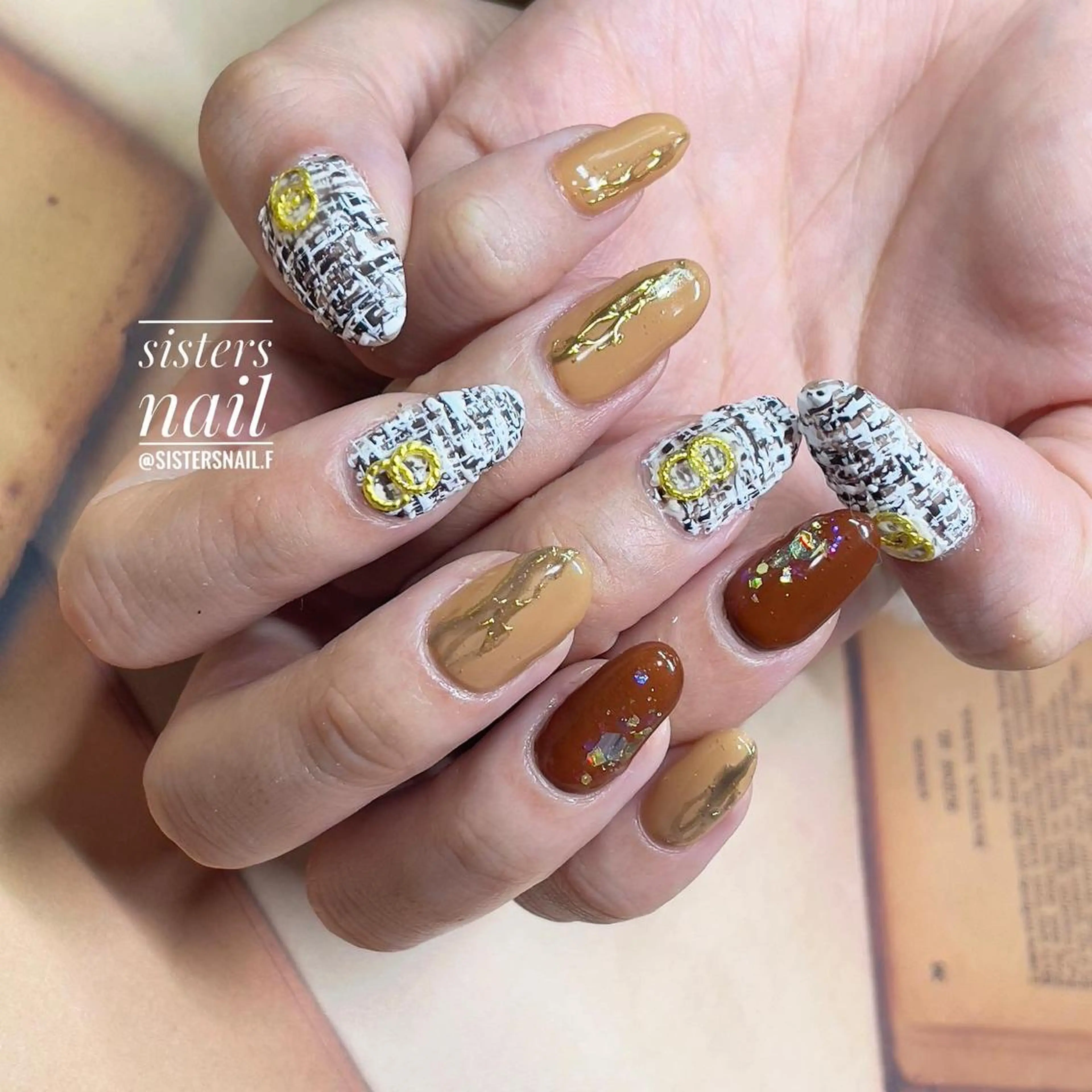 ネイル アートネイル 入学式 卒業式 ニュアンスネイル ツイードネイル sisters nail.fのネイルデザイン