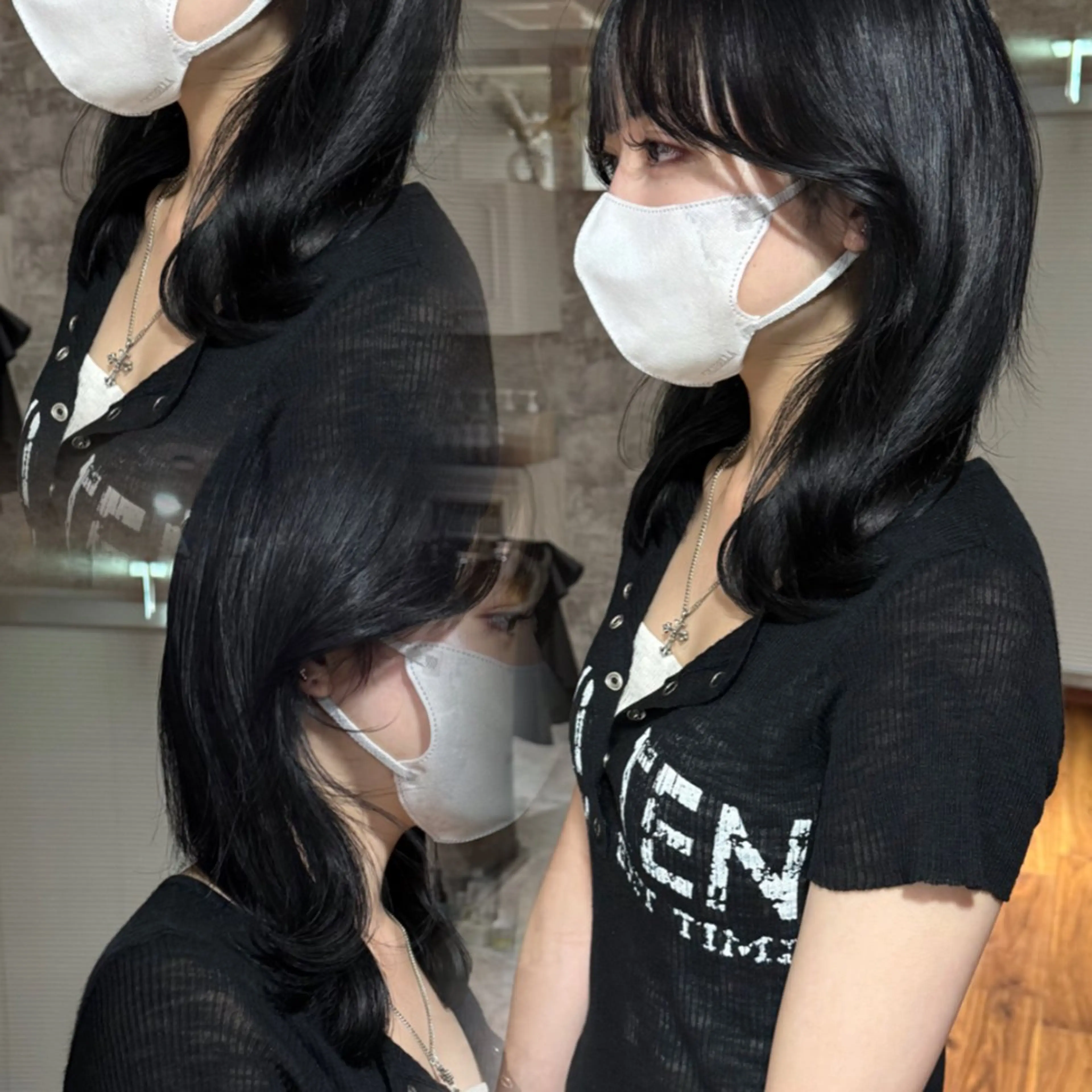 ミディアム カラー 黒髪 透明感カラー カット ヘアカラー トリートメント mai / linoah˚✧のヘアスタイル