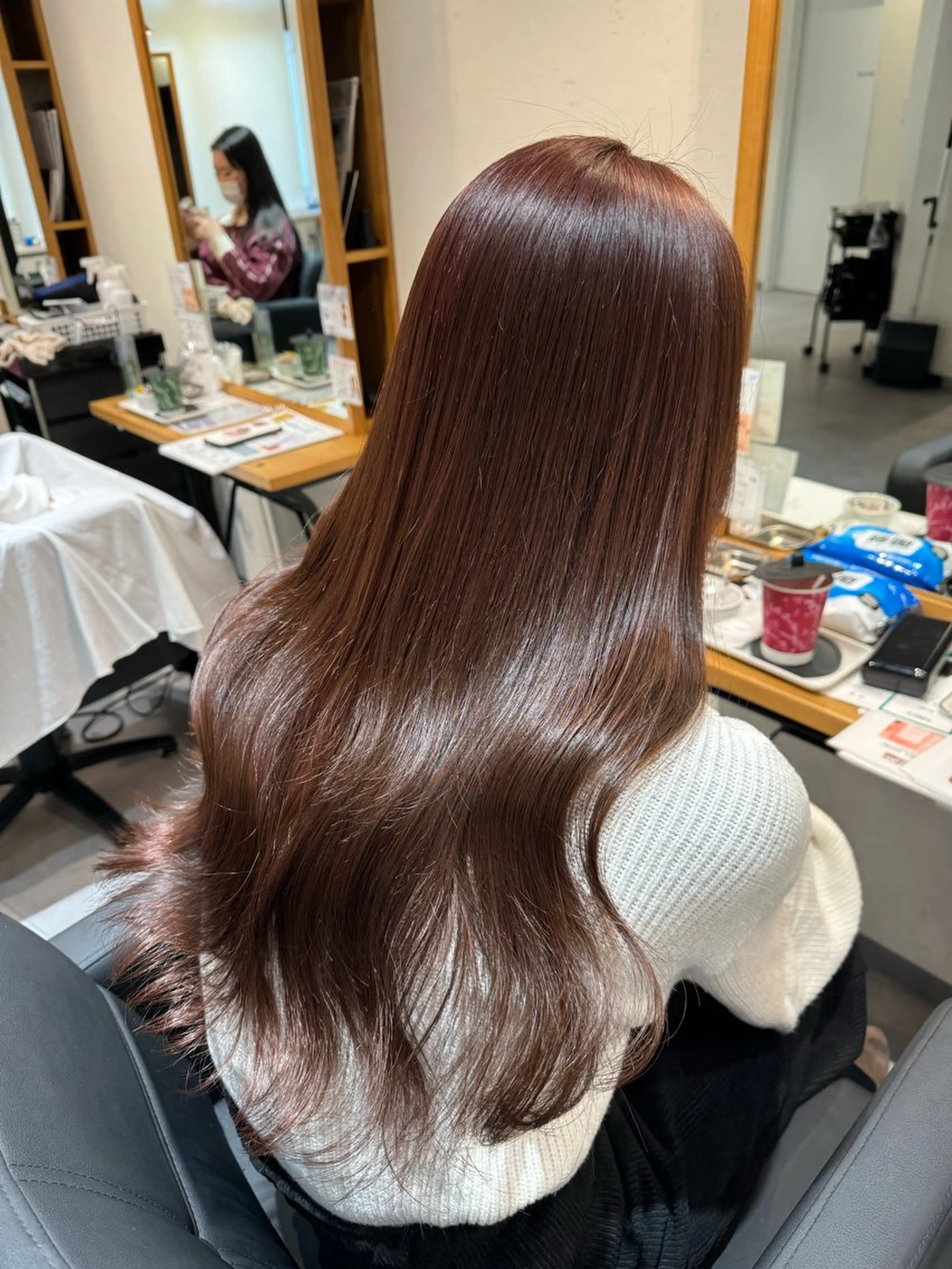 ロング カラー ブリーチ ブラウンカラー ダブルカラー ブリーチなしカラー ピンクカラー Dears 香芝店所属・関 優希のヘアスタイル