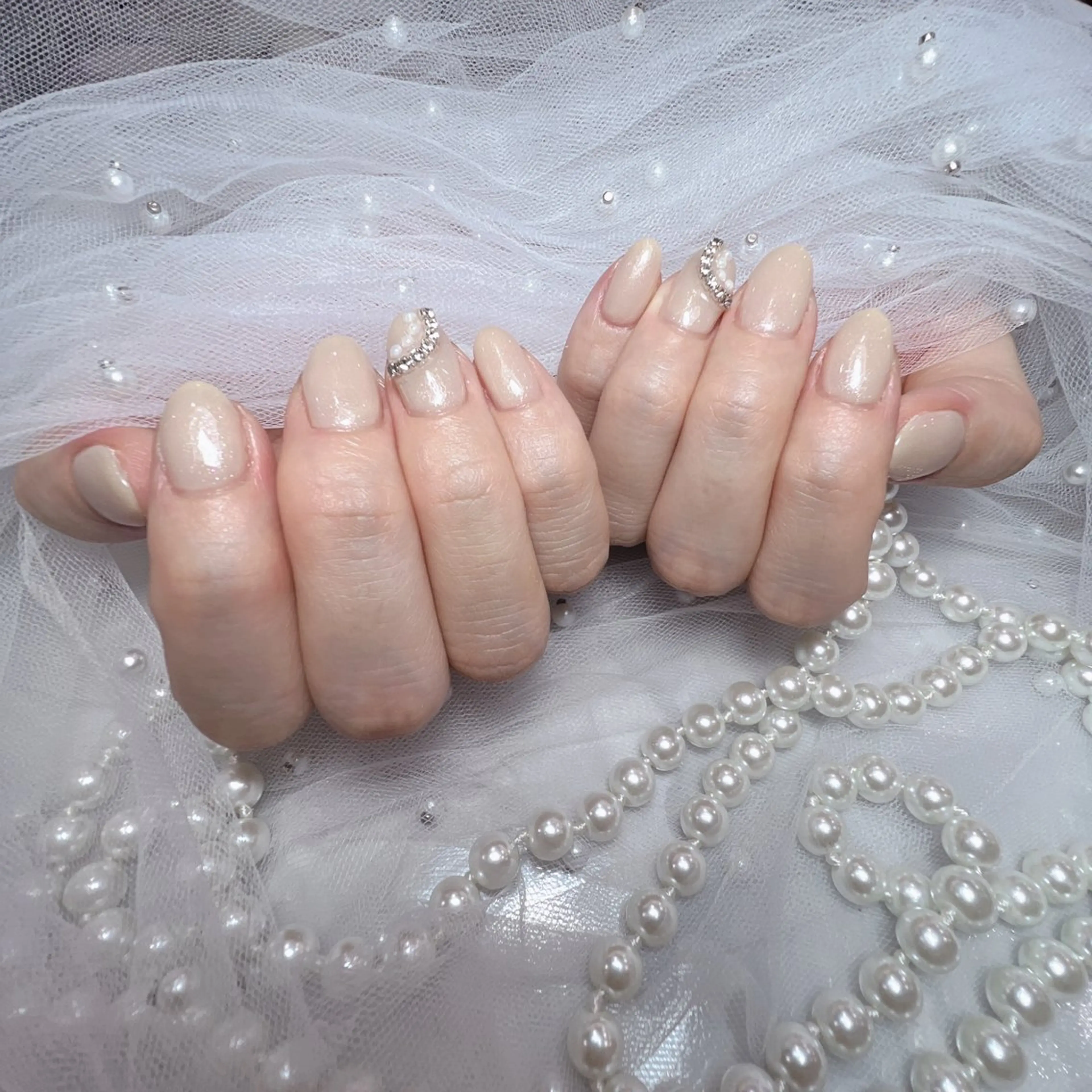 ネイル アートネイル フラッシュネイル フレンチネイル ジェルネイル ガラスフレンチ ハンドネイル You&Me Yukiのネイルデザイン