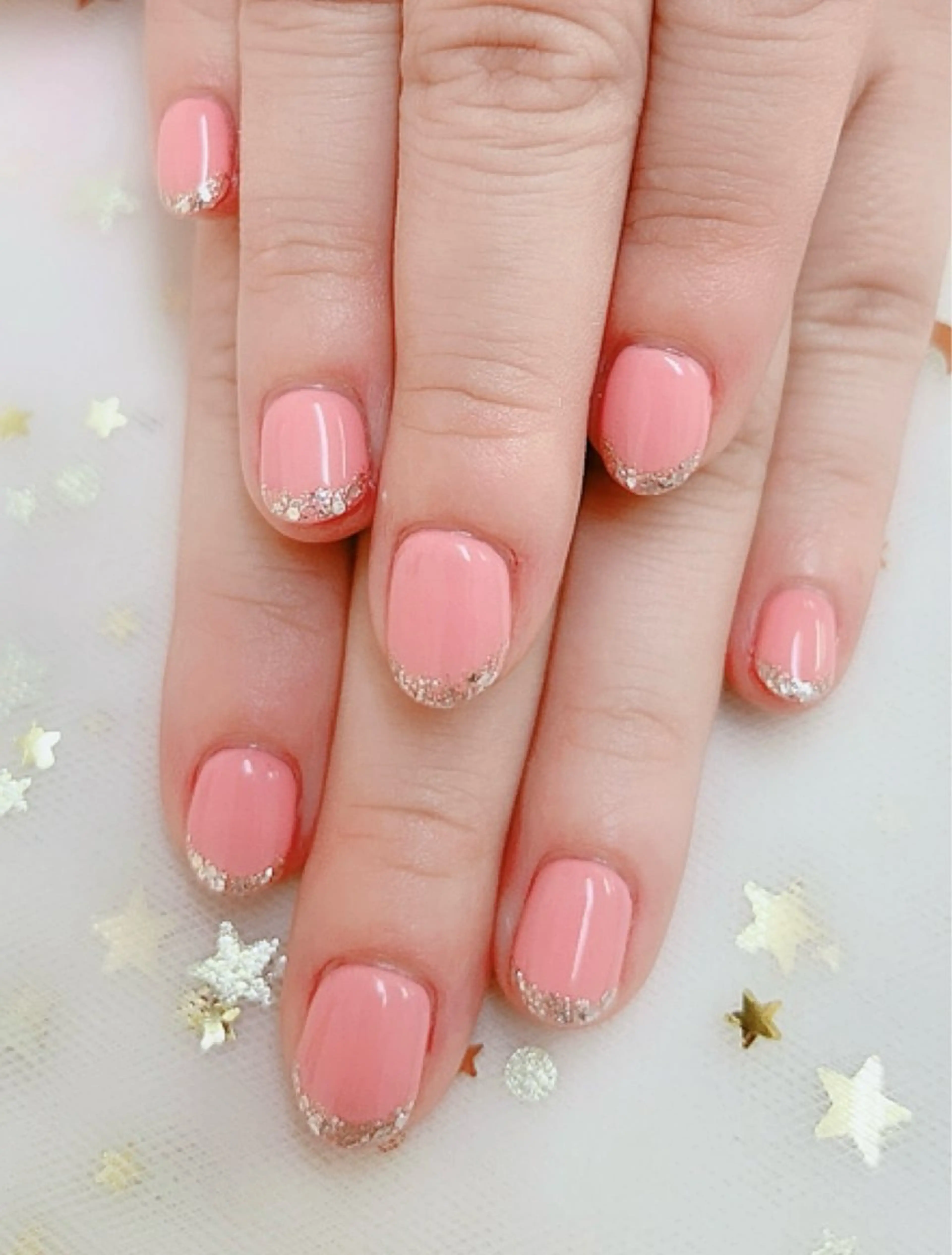 ネイル フレンチネイル ラメ(グリッター) ハンドネイル 上福岡 らんらんのネイルデザイン