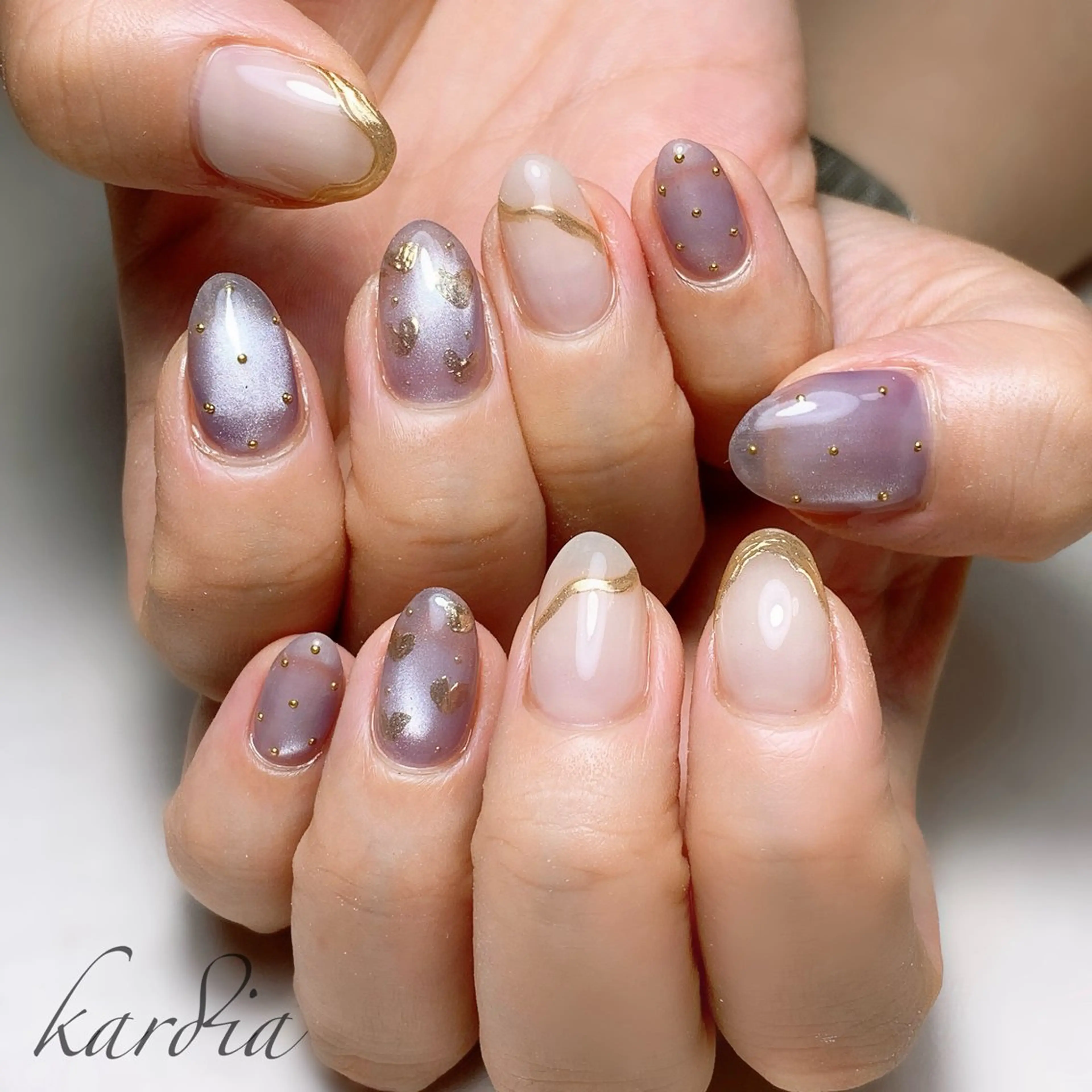 ネイル ハンドネイル καρδιά -ｶﾙﾃﾞｨｱ-のネイルデザイン