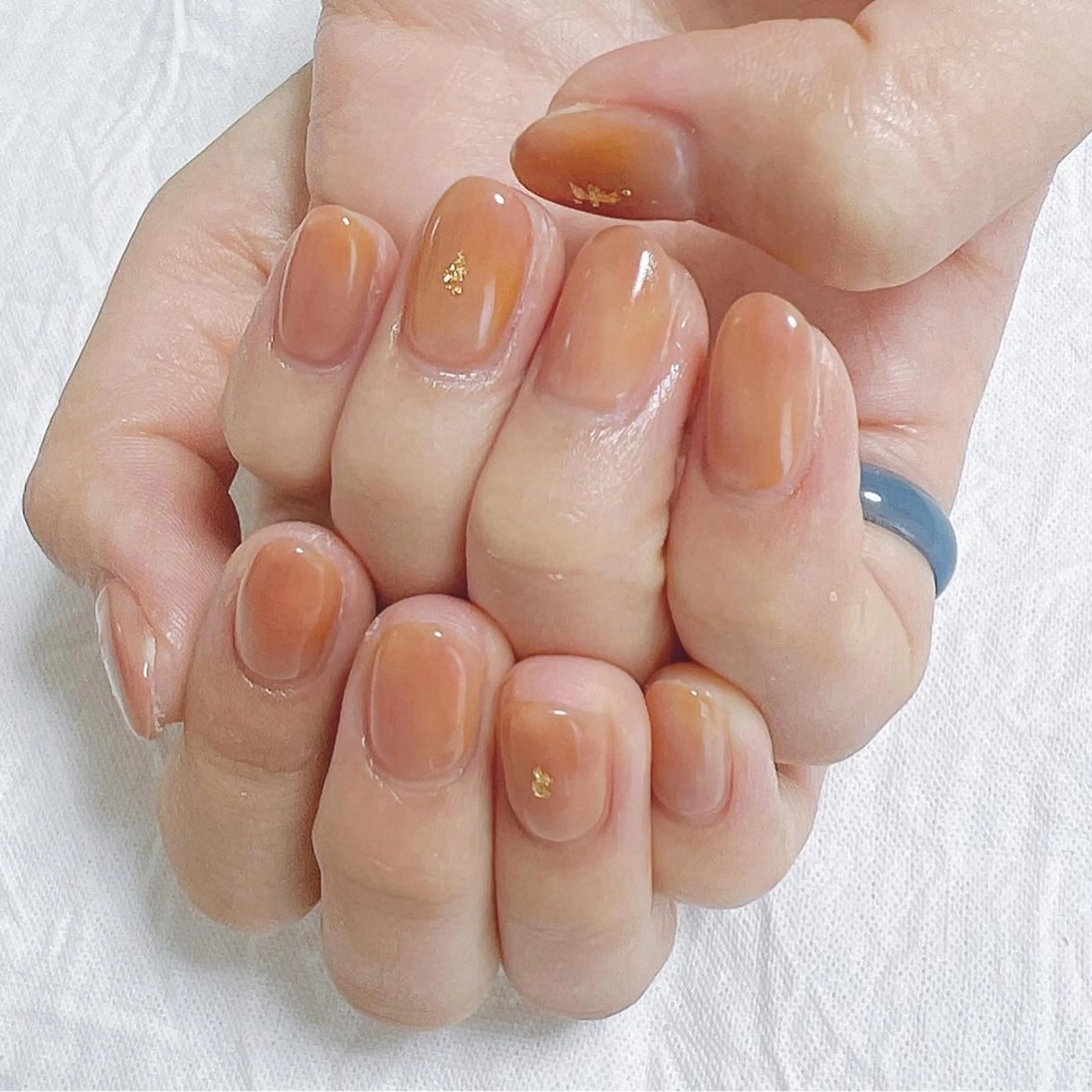 ネイル ブラウン オレンジ ハンドネイル peaberry nailのネイルデザイン