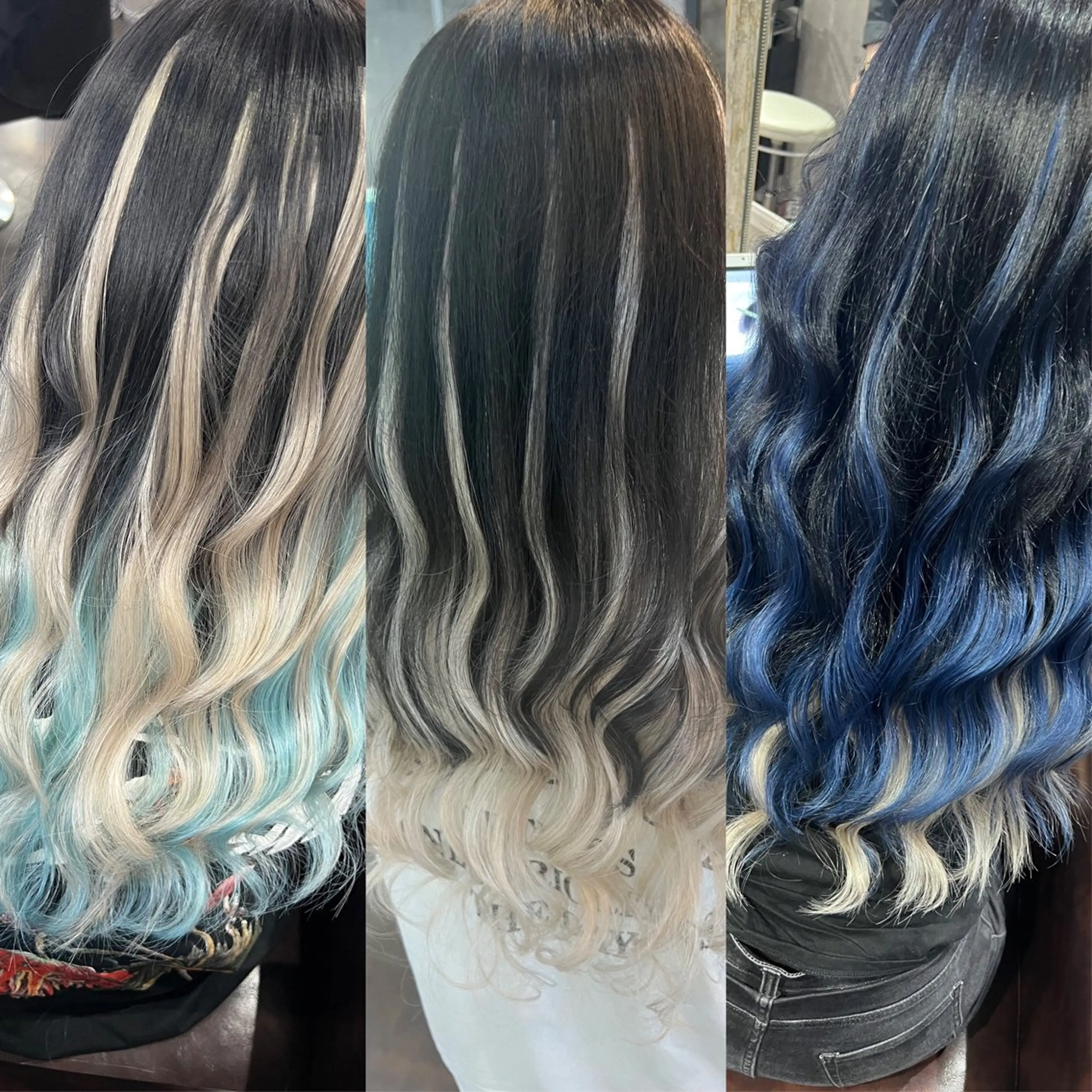 ロング カラー ヘアアレンジ シールエクステ バレイヤージュ ダブルカラー グラデーションカラー ハイライトカラー ミルクティーハイトー ン💖Mikaのヘアスタイル