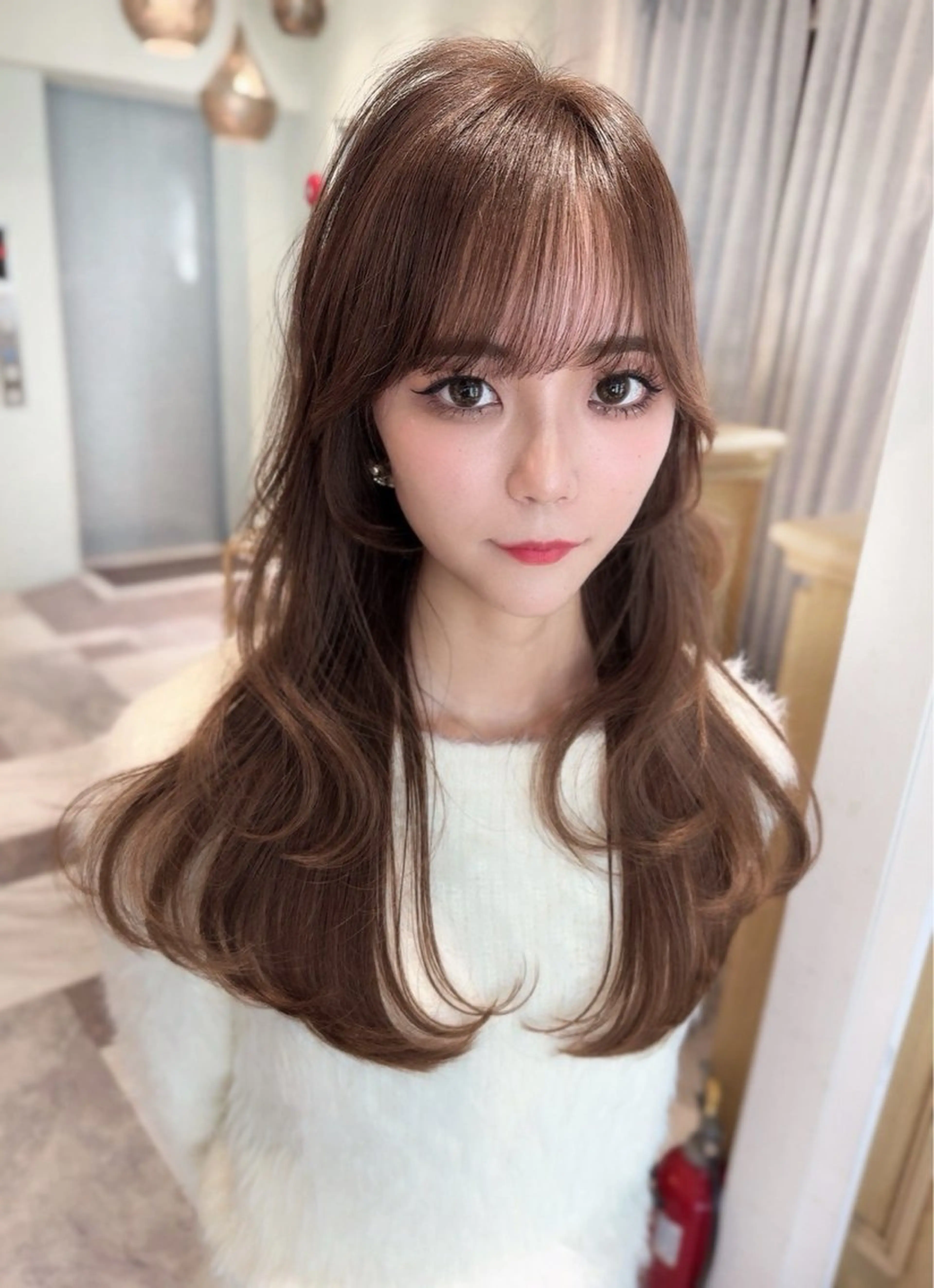 ミディアム カラー ベージュカラー 黒髪 ブリーチ ブルーカラー ブルーブラック カット ヘアカラー トリートメント 木屋元一/透明感 /レイヤー/顔まわりのヘアスタイル