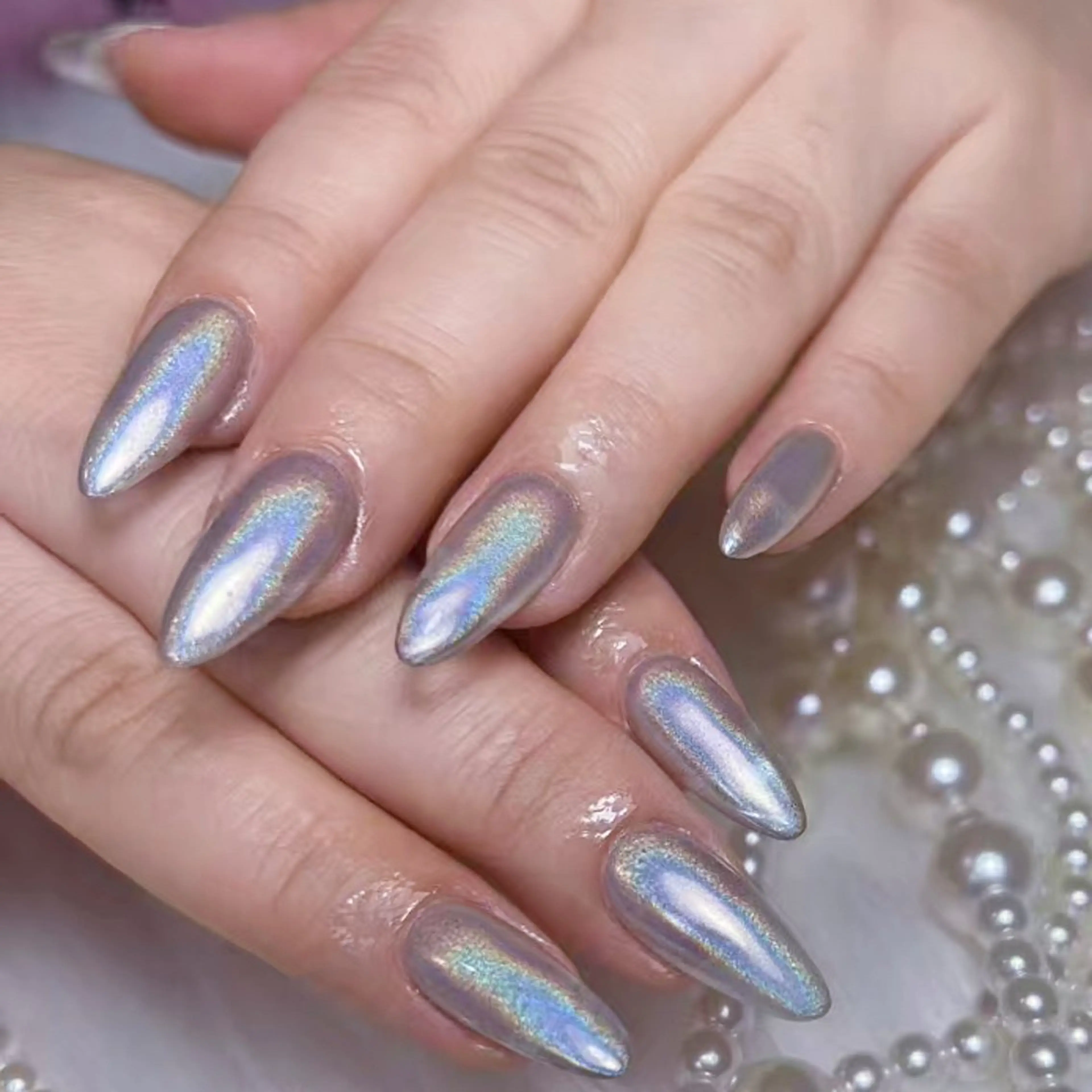 12月⭐️オフ無料⭐️❤️✨Hand【ミラー/オローラ】🎁パーツ２個プレゼンの写真